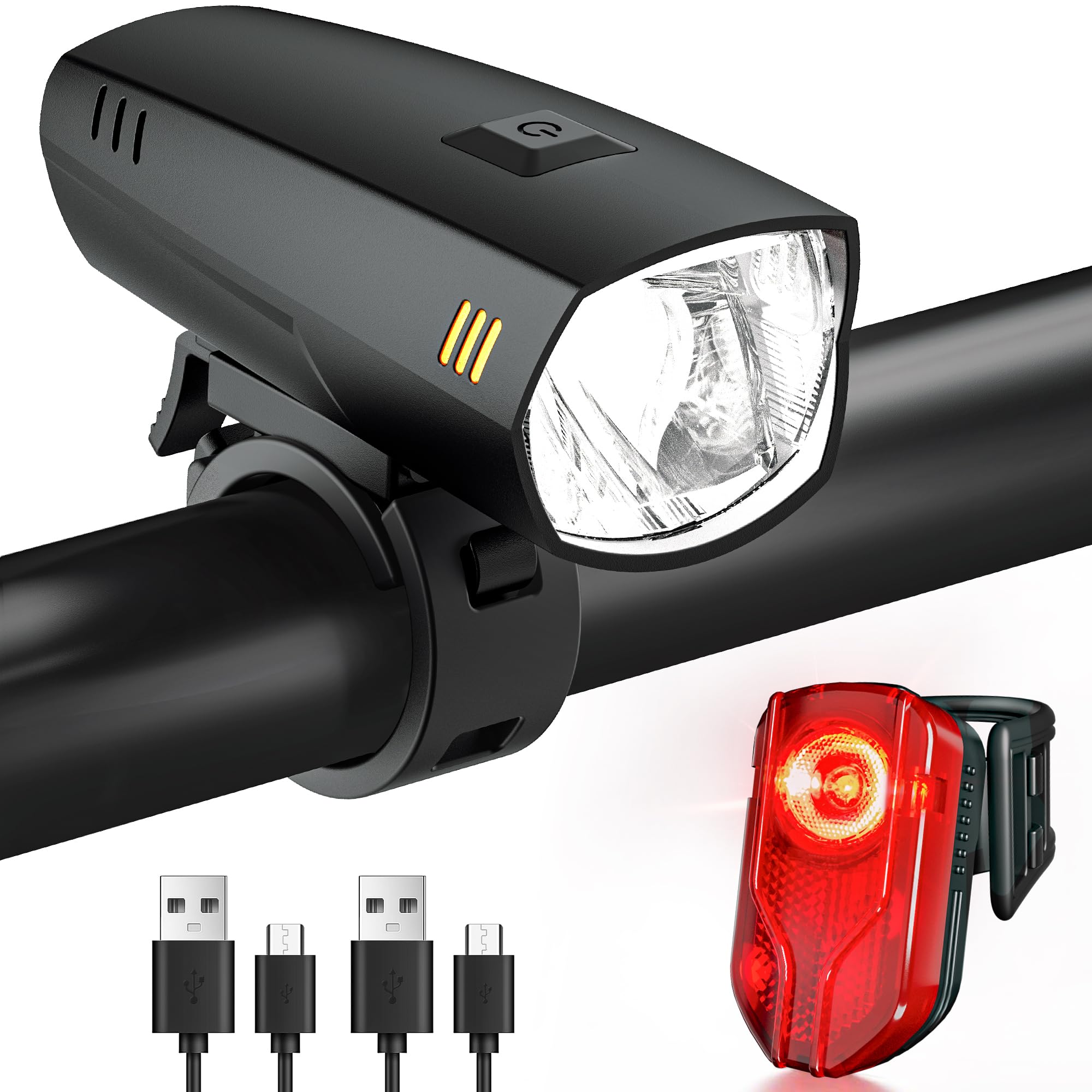 Realky Fahrradlicht Set, StVZO-zugelassen Fahrrad Lichter LED Set, IPX5 Wasserdicht, USB Wiederaufladbar, Fahrradbeleuchtung Set mit Front und Rücklicht, Geeignet für Erwachsene und Kinder