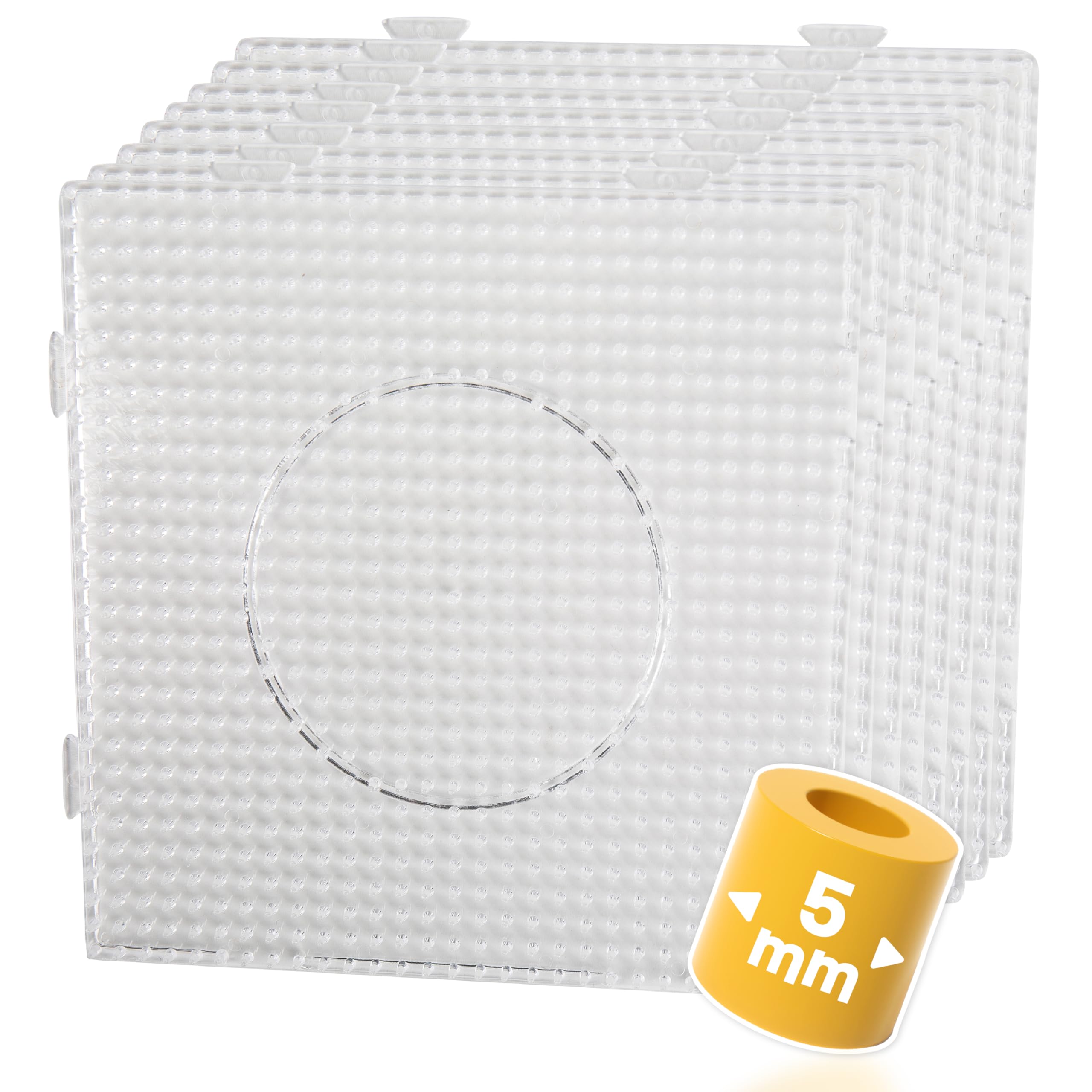 Smowo® 8 Bügelperlen Platten - 5mm Steckplatten Quadratisch und transparent - zusammensteckbar mit Stiftplatten - 14,5 x 14,5 cm