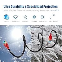 Vista 6 de Cable Ethernet Cat 8 de 60 pies, 26AWG 40Gbps 2000MHz, cable de red LAN Cat8 ultra velocidad, cable de conexión SFTP con conector RJ45 chapado