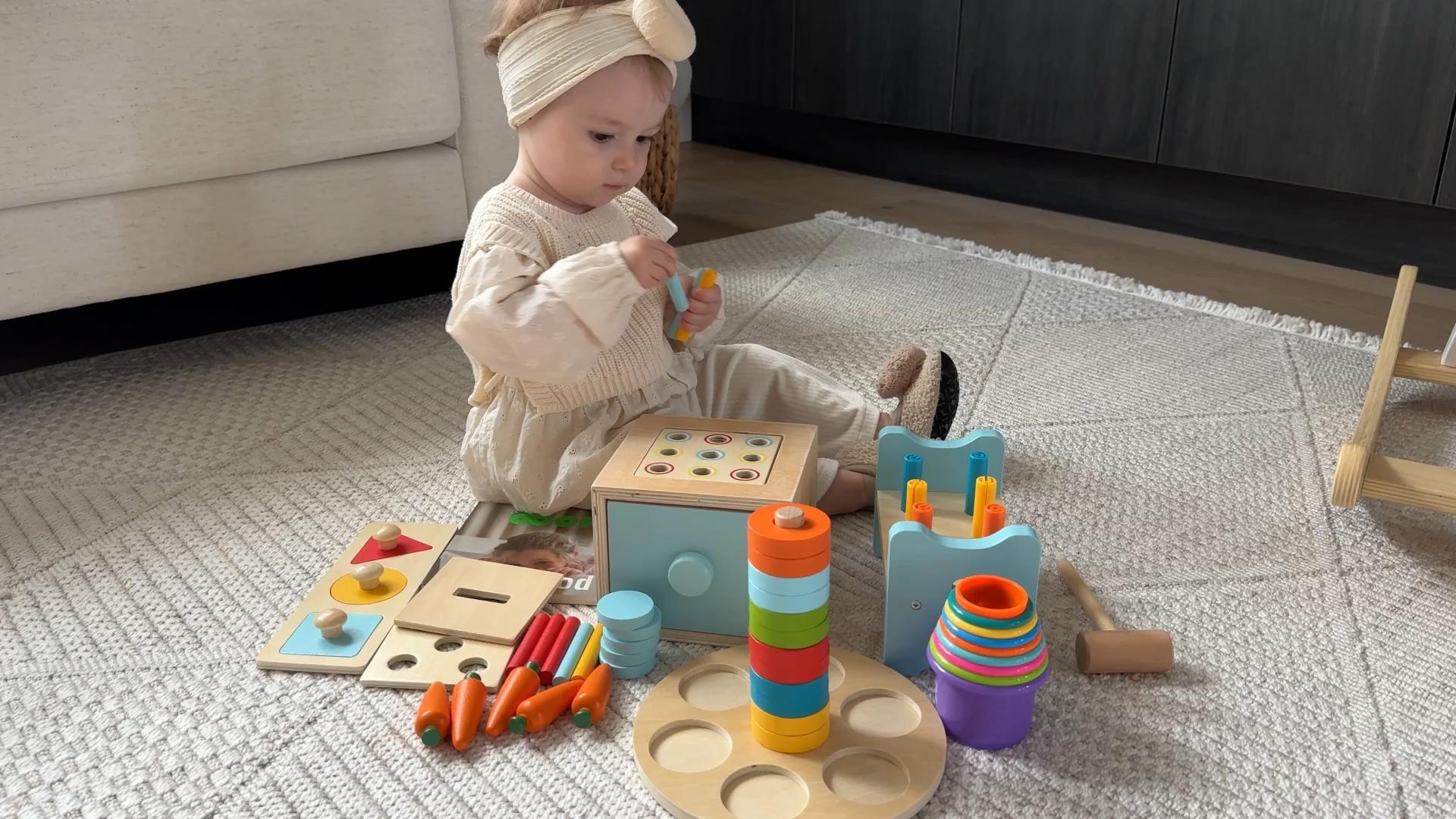 Amazon.com: TOOKYLAND Montessori Toys for 1 Year Old, 8 in 1 Learning  Educational Set Wooden Toys (Includes Stacking Cups, 3-in-1 Educational  Box, Pound Bench, Shape Puzzle and More) : Toys & Games