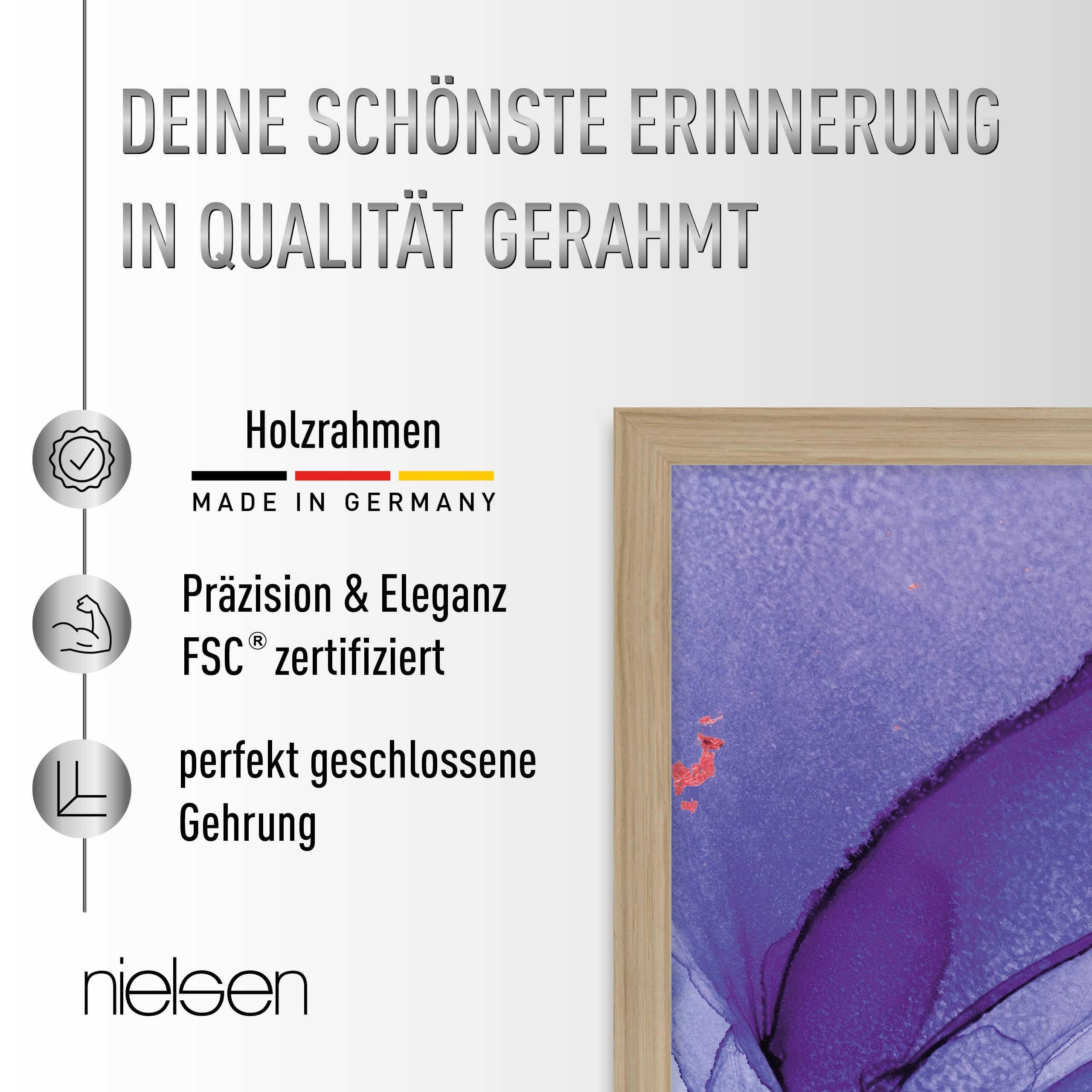 nielsen Holz Bilderrahmen Quadrum, 50 x 60 cm, Hellbraun | Holz Posterrahmen im Hoch- & Querformat zum Aufhängen Hellbraun matt Echtglas
