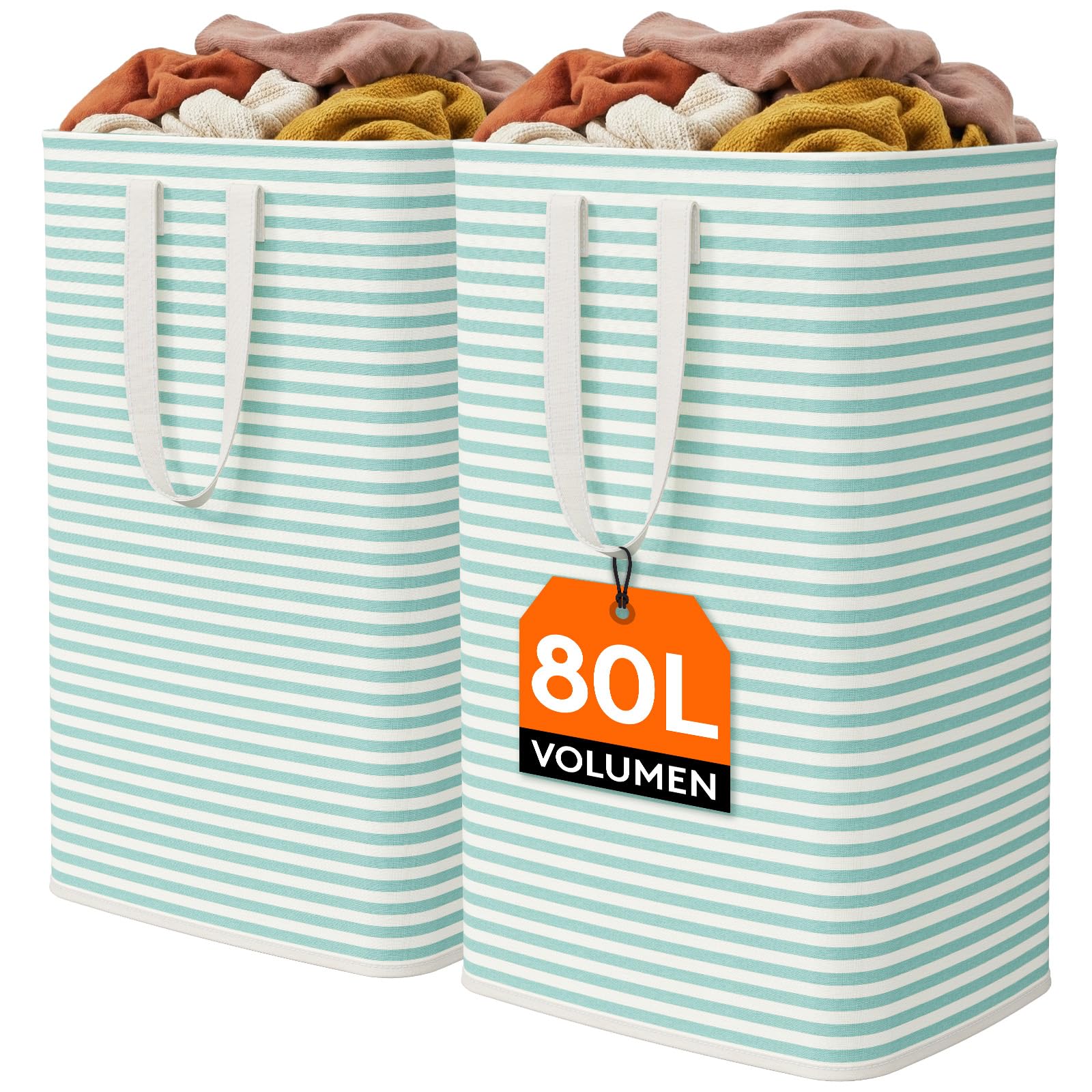 Lifewit 80L Large Laundry Baskets, Laundry Hampers Bags, 2 Pack, Sage Green