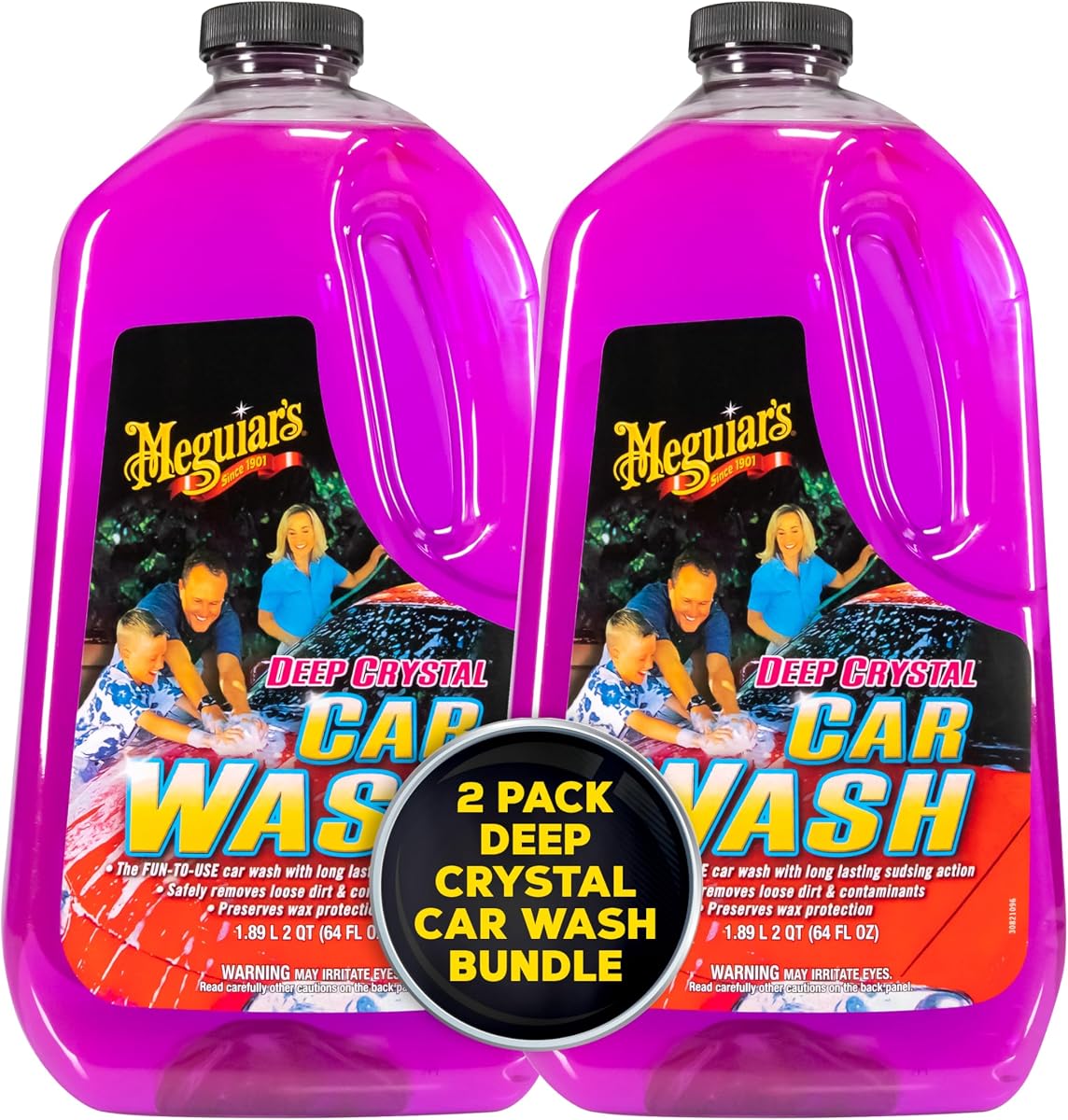 Deep Crystal Car Wash, 64 Oz, 2 Pack | pH Neutral, Non-Streaking Formula, Long lasting Suds,Safely Removes Lose Dirt, Contaminants & Grime