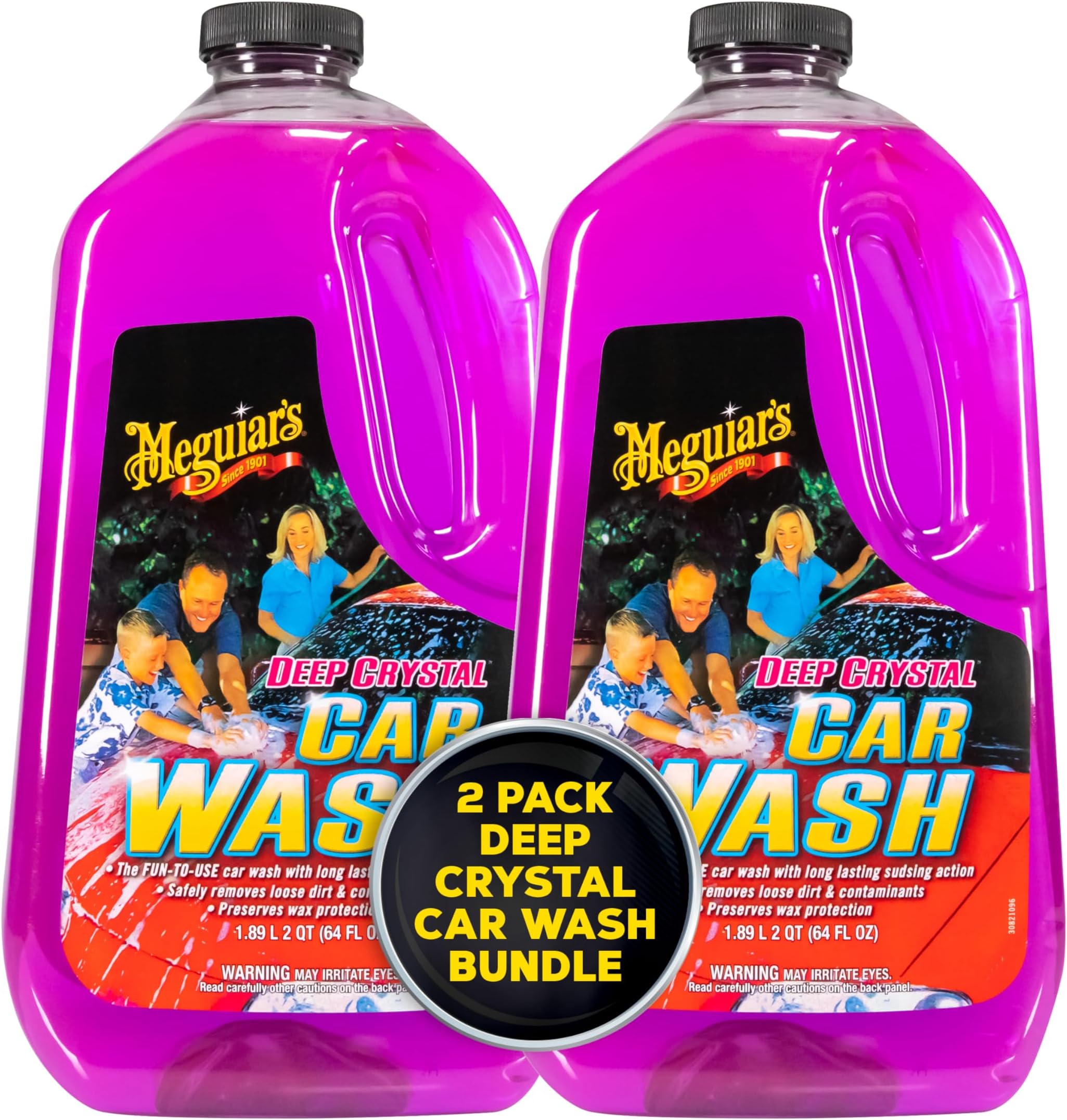 Deep Crystal Car Wash - Car-Wash Shampoo that Cleans Paint, Enhances Gloss, and Preserves Wax Protection, pH Balanced Car-Wash Soap with Excellent Foaming Action, 64 Oz (Pack of 2)