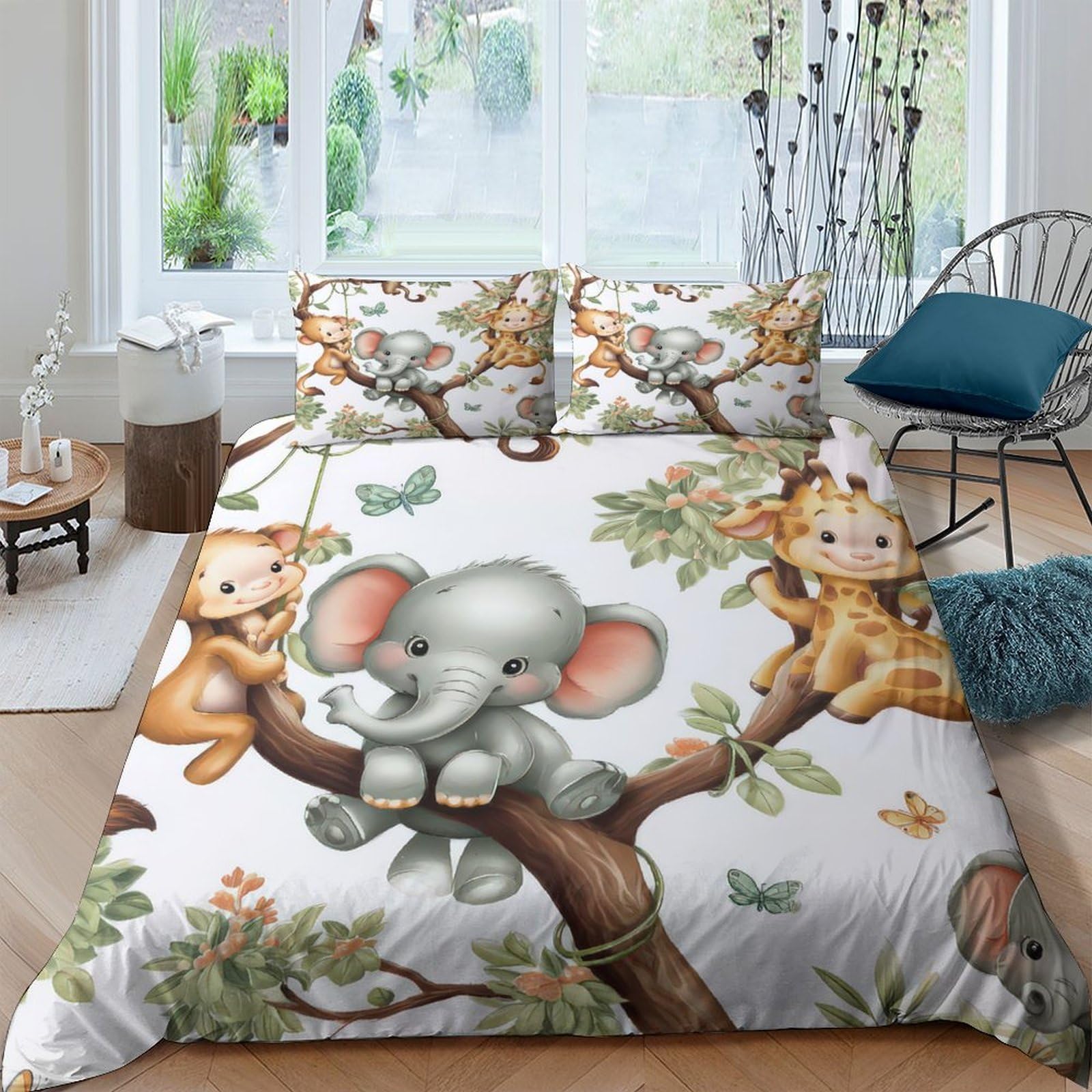 Ctjqhvkz Style-5 3D Printed Cartoon Jungle Animals Fitted Sheet Microfiber Soft Bed Sheet For Bedroom Dorm Kids Teens Decor Mattress Cover Single（135X200cm）