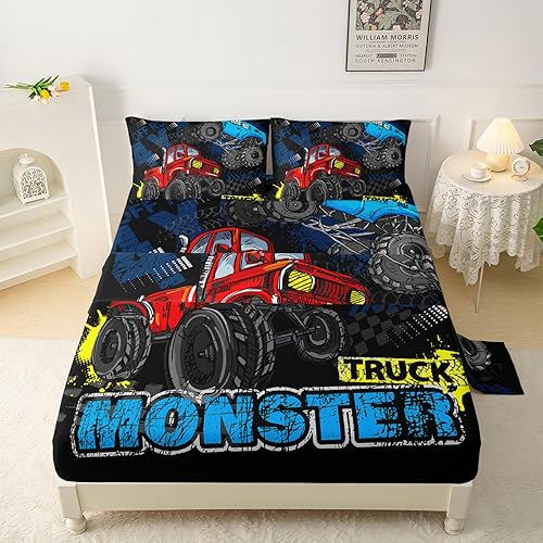 QOOMO Juego de sábanas de 4 piezas, 1 sábana bajera, 1 sábana encimera y 2 fundas de almohada, tamaño individual