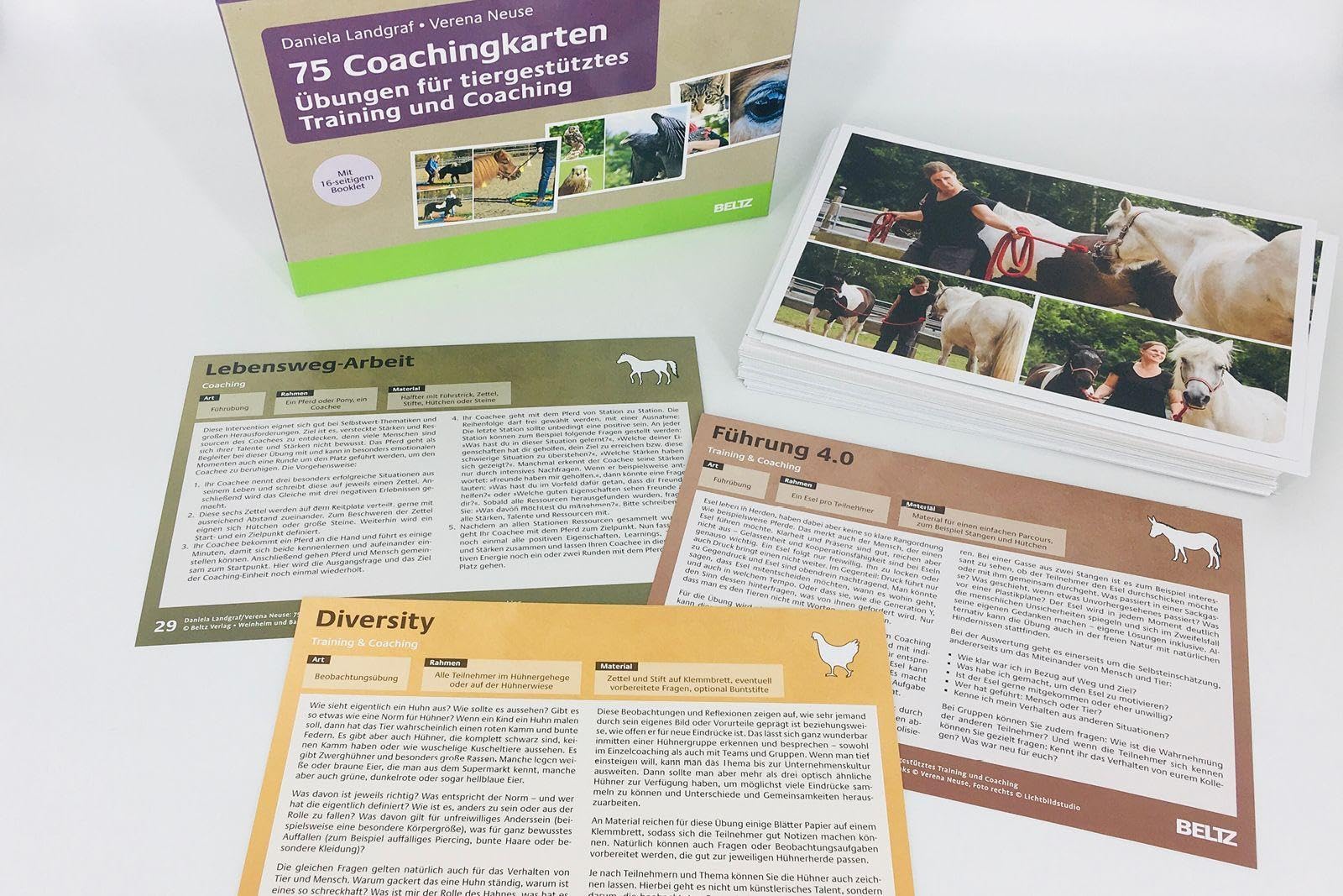 75 Coachingkarten Übungen für tiergestütztes Training und Coaching: Mit 16-seitigem Booklet