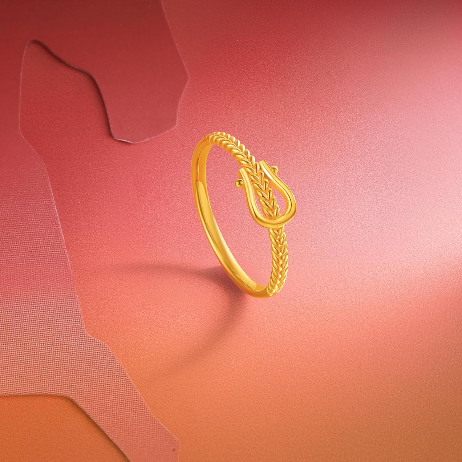 24K Solid Gold Rings Pure Gold Horseshoe Charm Ring Stackable Band Dainty Jewelry for Women Her Gifts Wedding Birthday Anniversary Size 10-16 A0123852 - Image 9