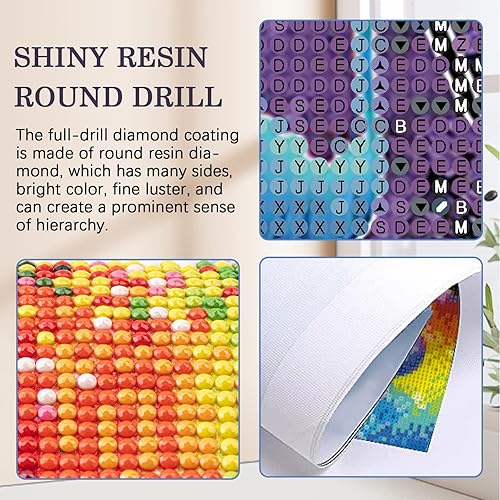 Miniatura 5 de antor Kit de pintura de diamantes, 12 x 16 pulgadas, pintura por números para adultos principiantes, pintura de puntos de diamante de taladro