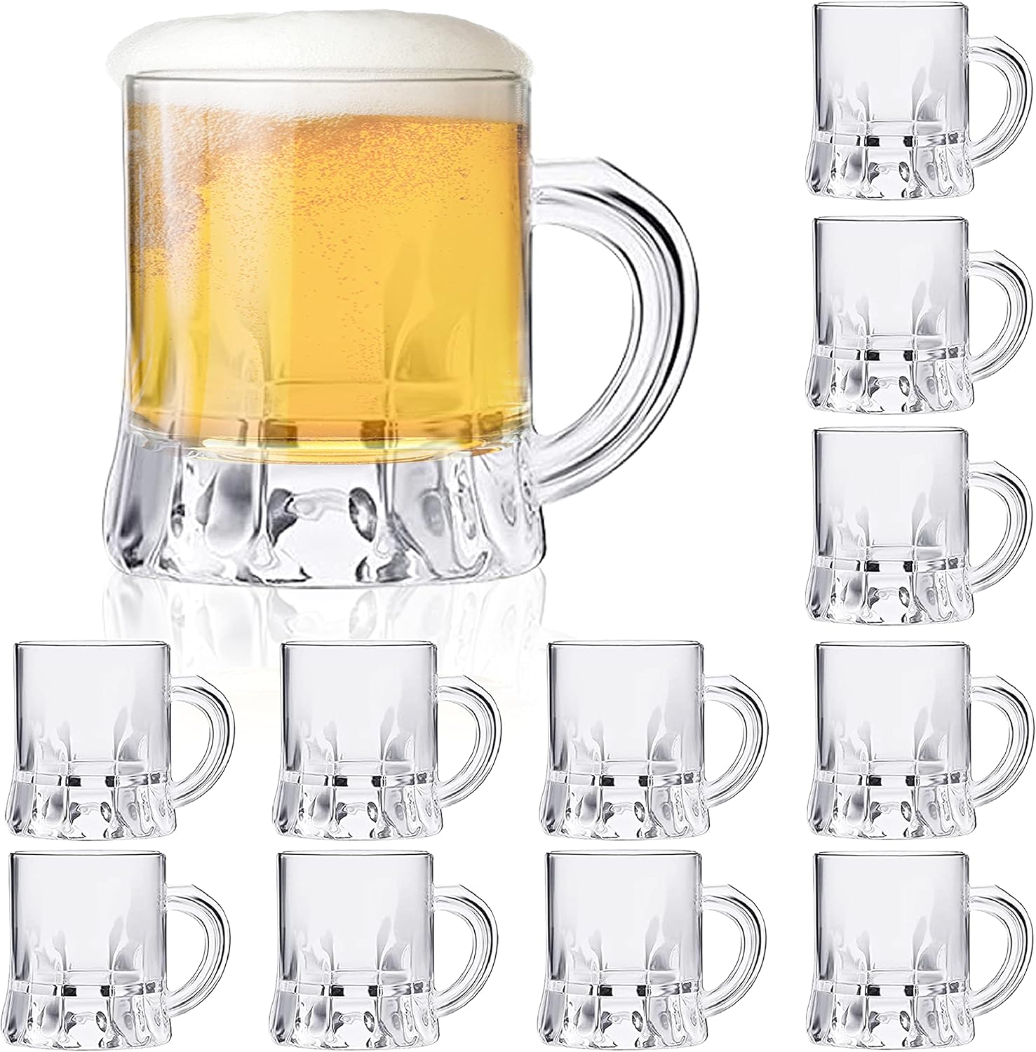 Mini Clear Plastic Beer Mug Shot Glasses 1.75" Tall (36 Count