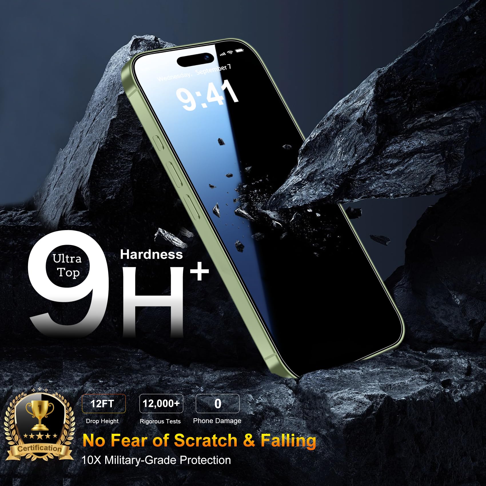 Protection écran Verre Trempé 9H+ Pour IPhone 17 Pro Max – 3 écrans + 1 Caméra – Ultra-fin, Anti-rayures, Installation Facile Avec Cadre