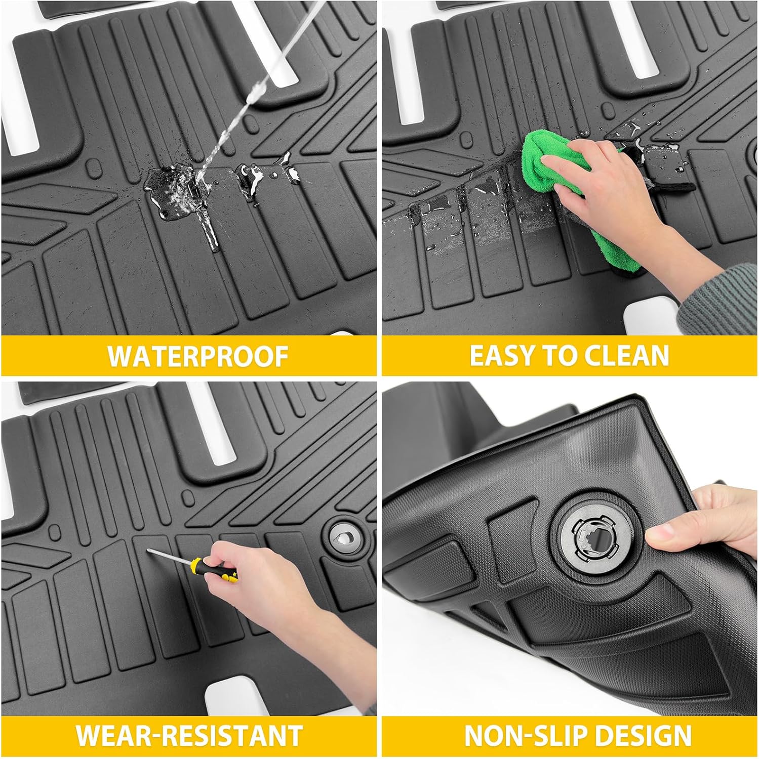 Floor Mats for 2026 Hyundai Palisade 7 Seats(Only Fit Gas) All Weather Protector Floor Liner for 26 Palisade Accessories(1st+2nd(Bucket Seats)+3rd Row Full Set) - Image 6