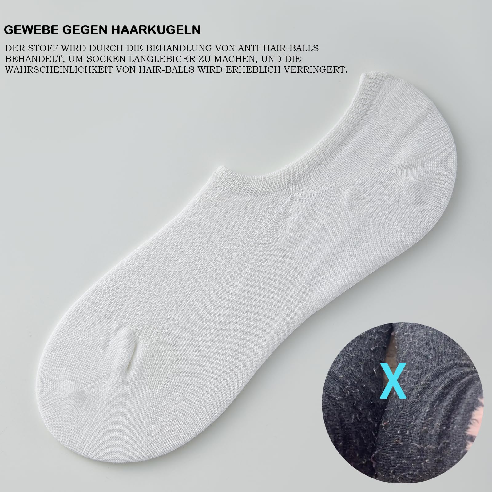 Generisch 6 Paar Unsichtbare Socken Herren mit Silikon Fersenkleber - 100 Baumwollgefühl, Atmungsaktive Sneaker Socken mit Netz-Optik, Geruchshemmend, Antipilling, Flache Naht (EU 38-43)