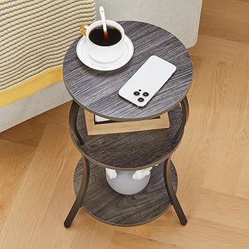 サイドテーブル 丸 レトロ風 円卓 コーヒー テーブル ベッド