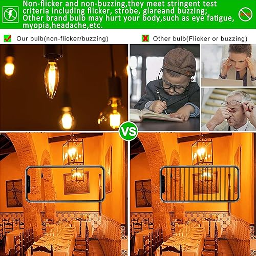 Miniatura 5 de Paquete de 10 bombillas incandescentes transparentes con base E12 de 60 W B10 CTC, incandescentes, regulables, de larga duración, eficiencia