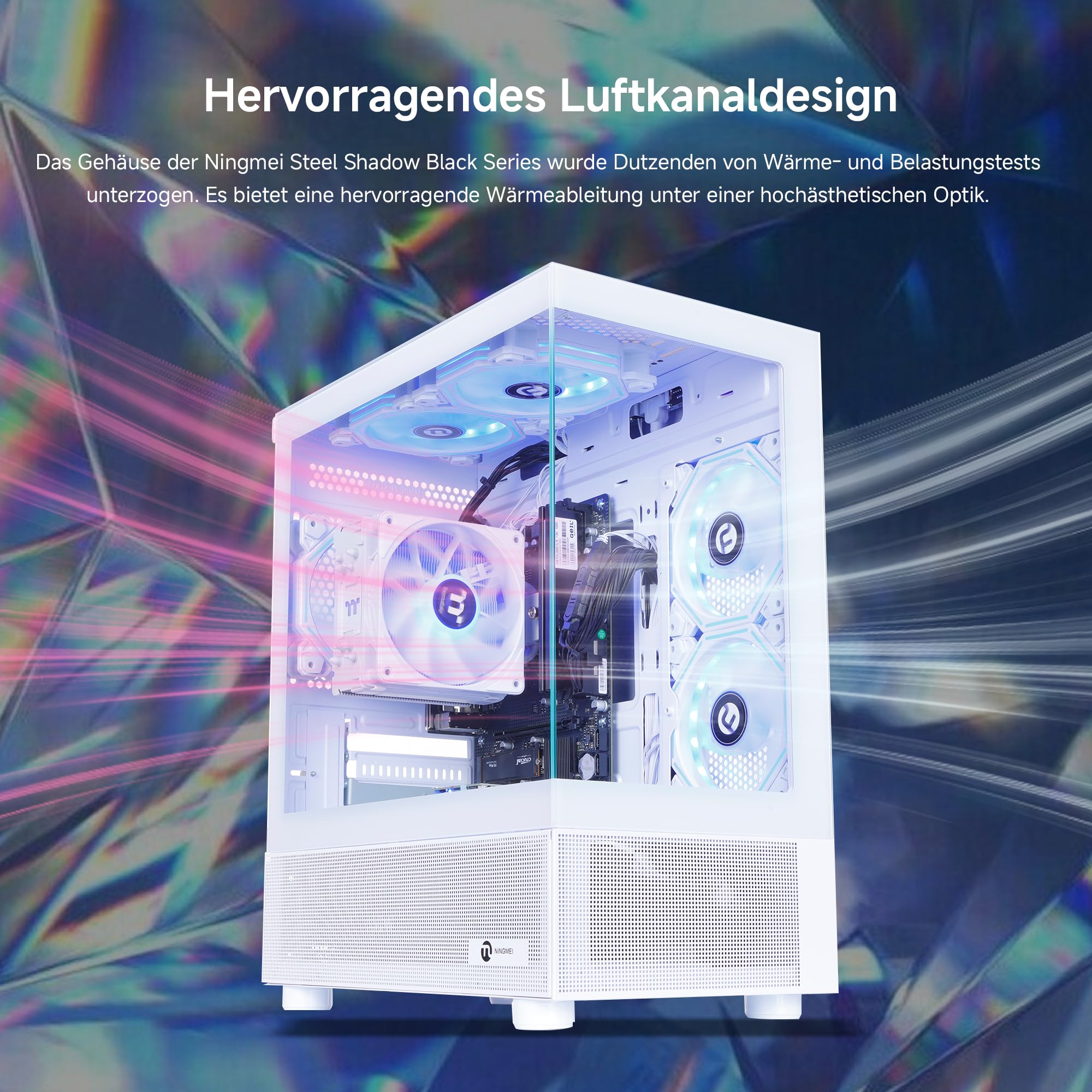 NINGMEI Leistungsstarker Gaming- & Produktivitäts-Desktop-PC mit AMD Ryzen 7 5700G, 16 GB DDR4-RAM, 1 TB NVMe-SSD, Windows 11 Home, Fertiger Tower für Gaming, Streaming und kreative Arbeiten