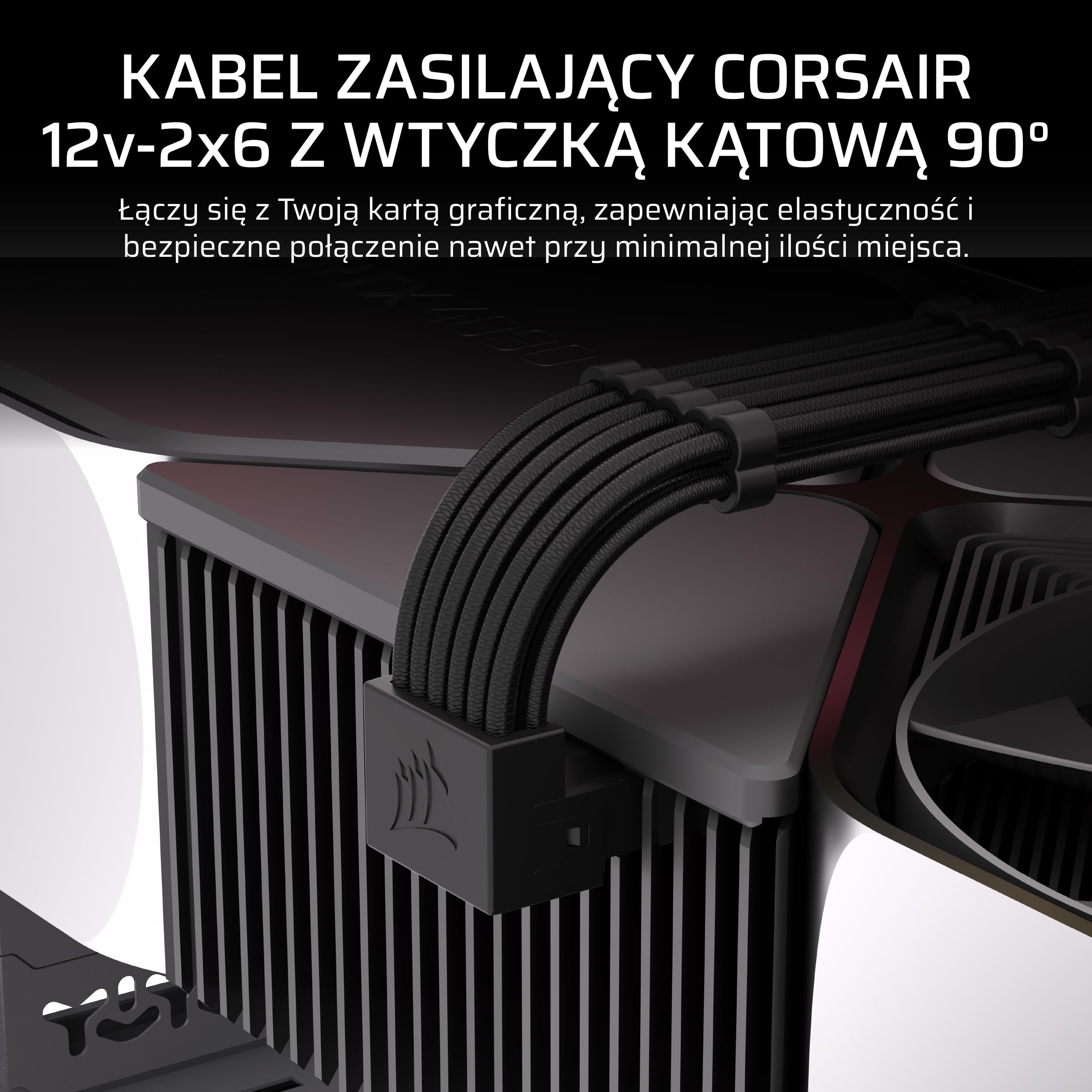 CORSAIR Typu 5 PSU 90° 12V-2x6 Przewód Zasilający do Karty Graficznej – Dla Kart Graficznych NVIDIA GeForce RTX, Łatwe Podłączanie, Ultra-Elastyczne, Ochrona Termiczna – Styl A