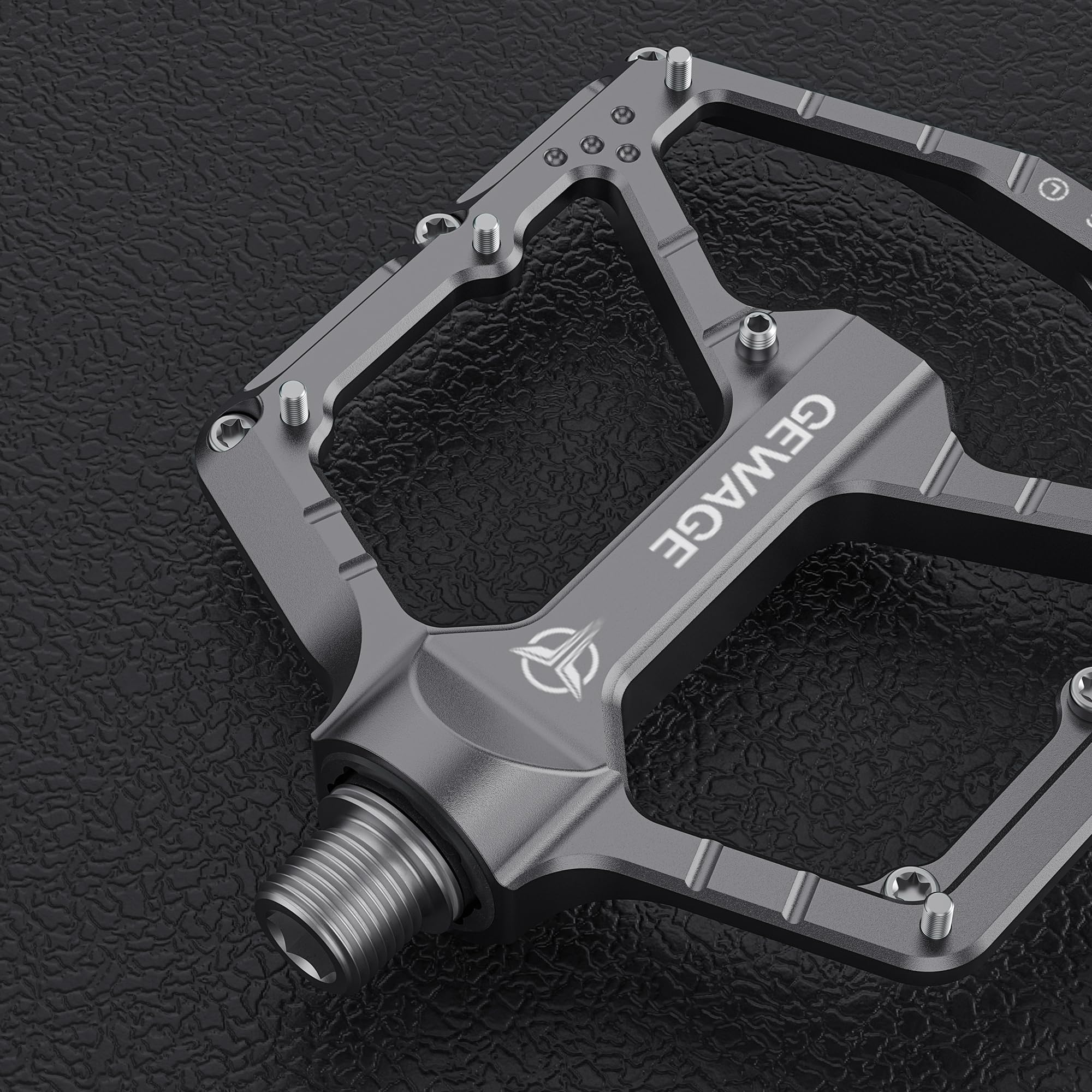 GEWAGE Pedales profesionales MTB – Aluminio CNC, sistema de 3 rodamientos con rodamientos grandes + rodamiento de agujas, 9/16 ″ Chromoly, diseño monobloque ultraplano, 14 pines, compacto