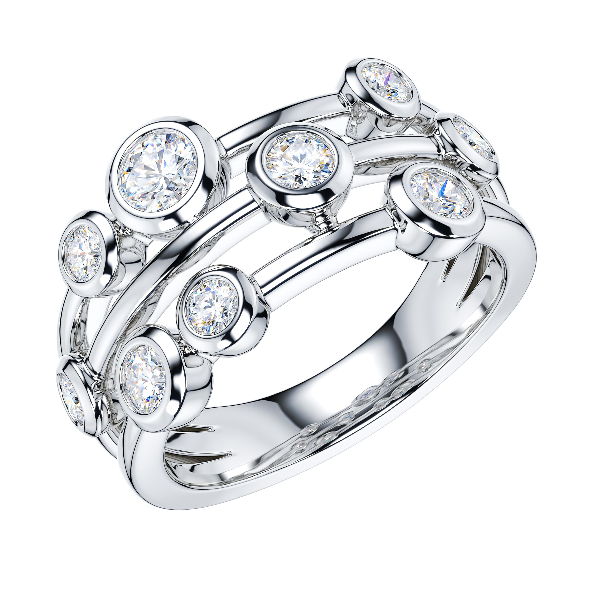 Anello nuziale in vero moissanite o finto diamante, in argento Sterling, 9 mm di larghezza, con lunetta