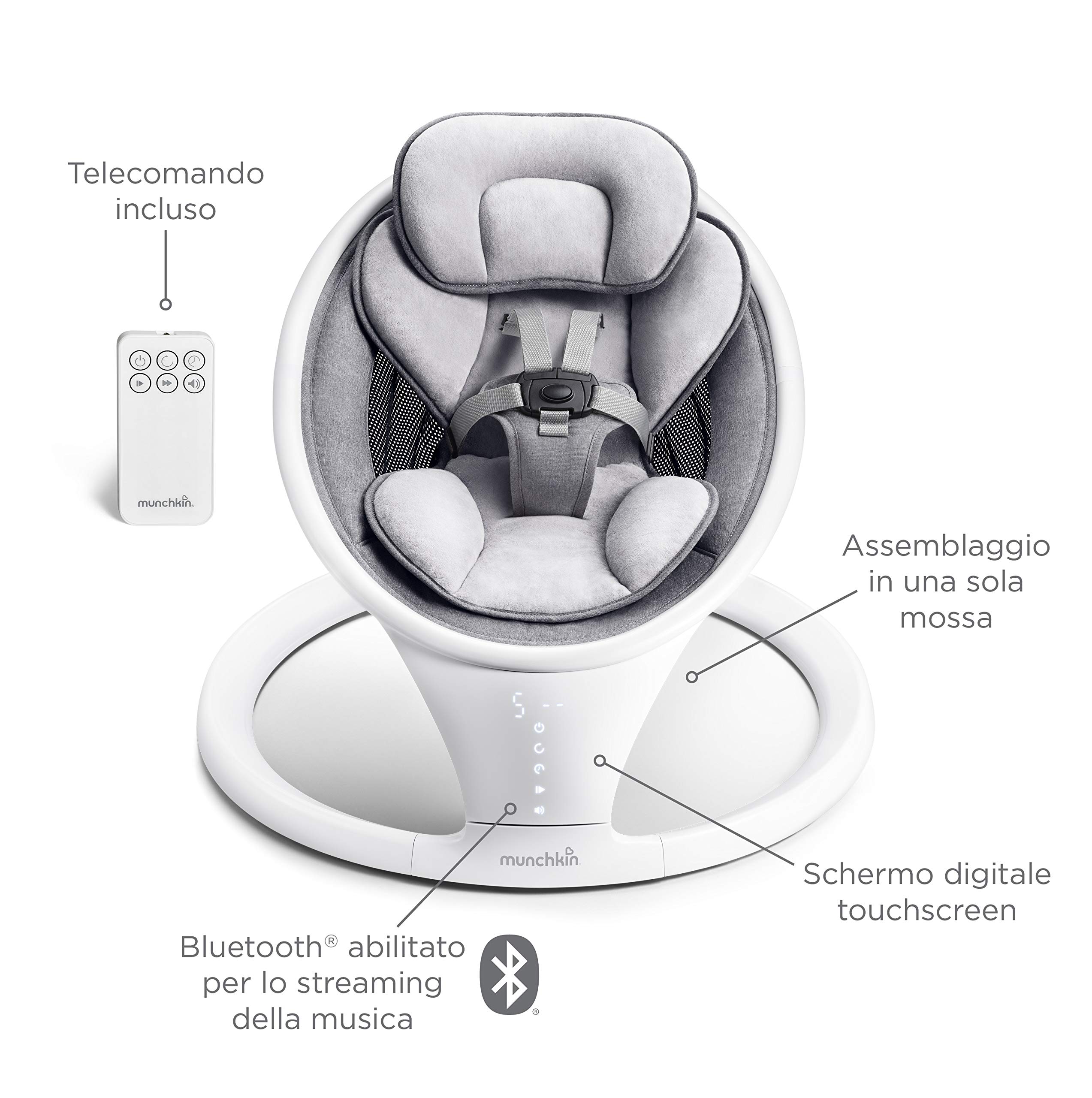 Munchkin Dondolo Elettrico Bebè Bluetooth | Bianco