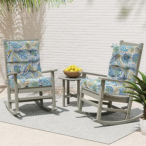 Miniatura 4 de Melody Elephant Cojines para sillas de respaldo alto para exteriores, resistentes al agua, para sillas mecedoras, paquete de 2, cojines Adirondack