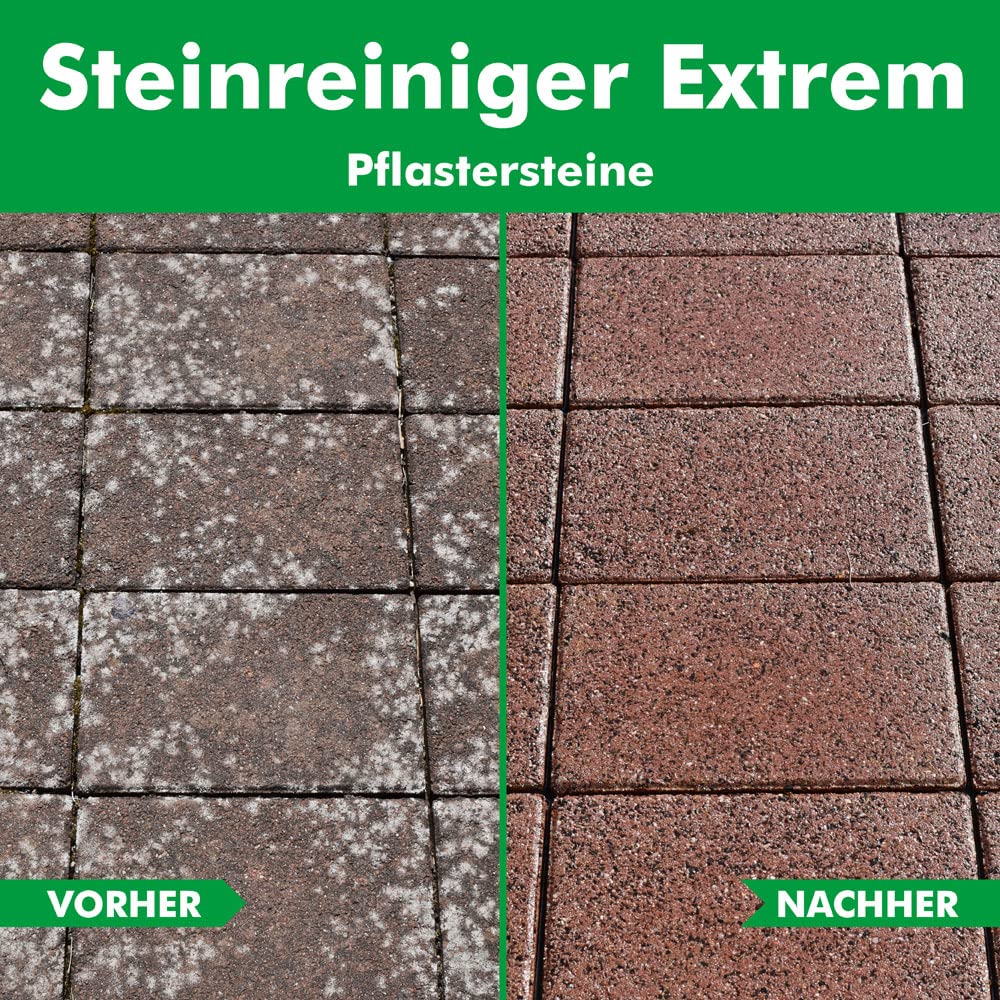 ABACUS® Steinreiniger Extrem, intensiver Steinreiniger für außen mit Sofortwirkung, entfernt sofort Schmutz, Grünbelag, Flechten & Algen in Minuten, Steinreiniger Intensiv außen 10 Liter