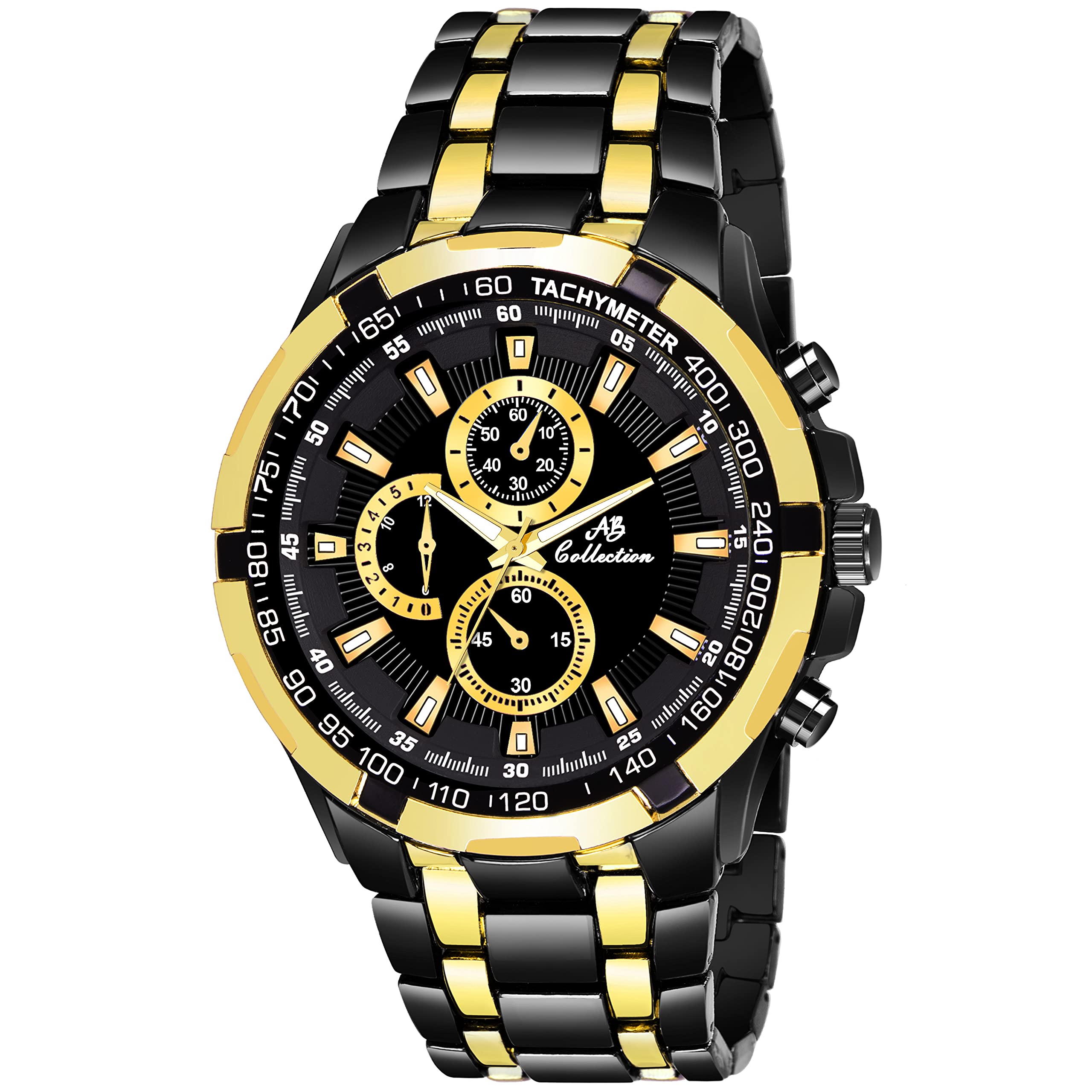 AB Collection Stainless Steel 1995-Ab Two Tone Trend Analog Watch - For Mens (Black-Golden) (B09777YQCX) Amazon Price History, Amazon Price Tracker
