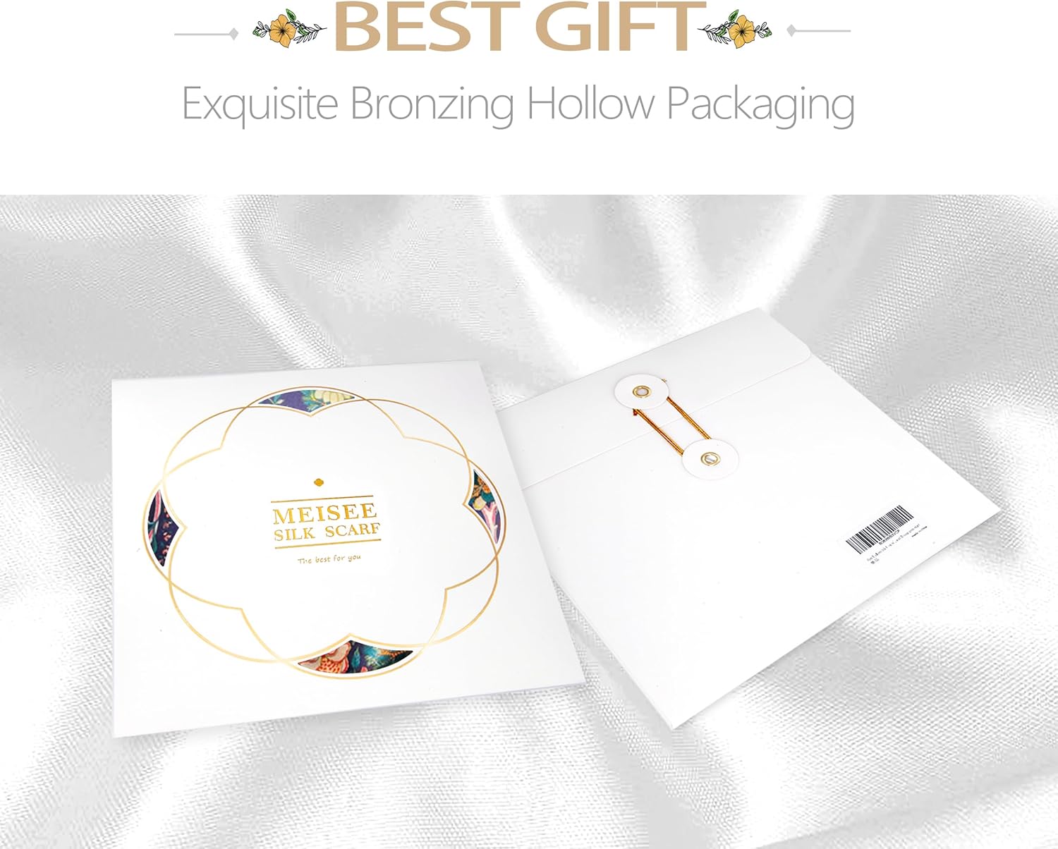 MEISEE 100% Pure Mulberry Silk Scarf 21" Square Scarf Neckerchief Headscarf Breathable Lightweight for Women Gift Packed - Image 5