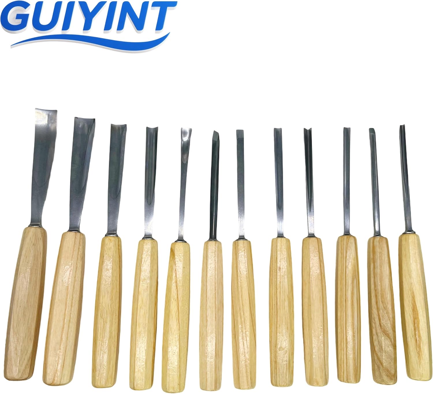 Wood Carving Tools Set, Wood Carving Kit 12-Piece Chisel and Gouge Set with Canvas Case, CR-V 60 Steel Blades & Octagonal Ash Handles for Beginners & Professionals