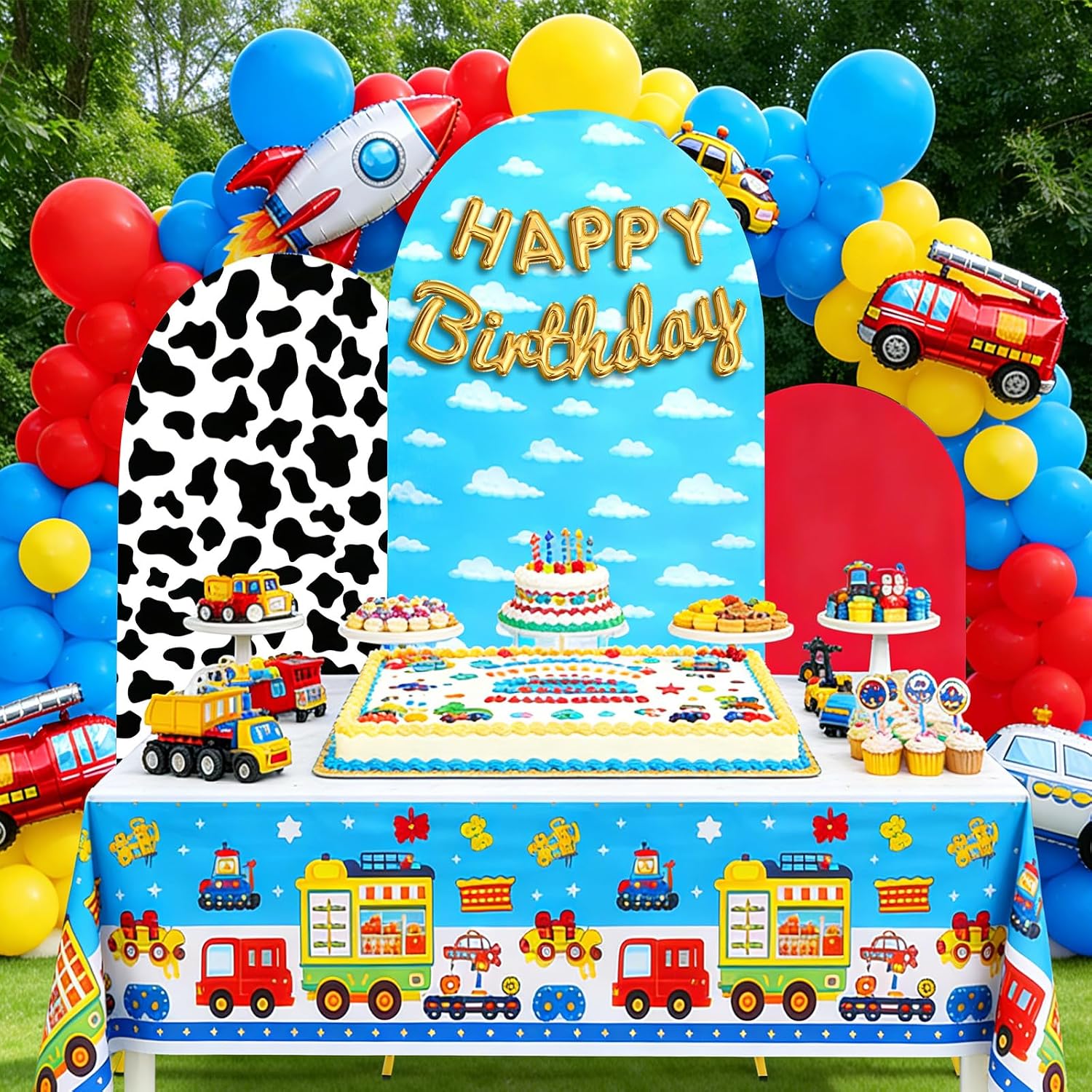 Arch Backdrop Cover Set of 3 4ft, 5ft, 6ft Premium Stretchy Spandex Backdrop Arch Stand Cover for Birthday Wedding Party Graduation Baby Shower Decoration