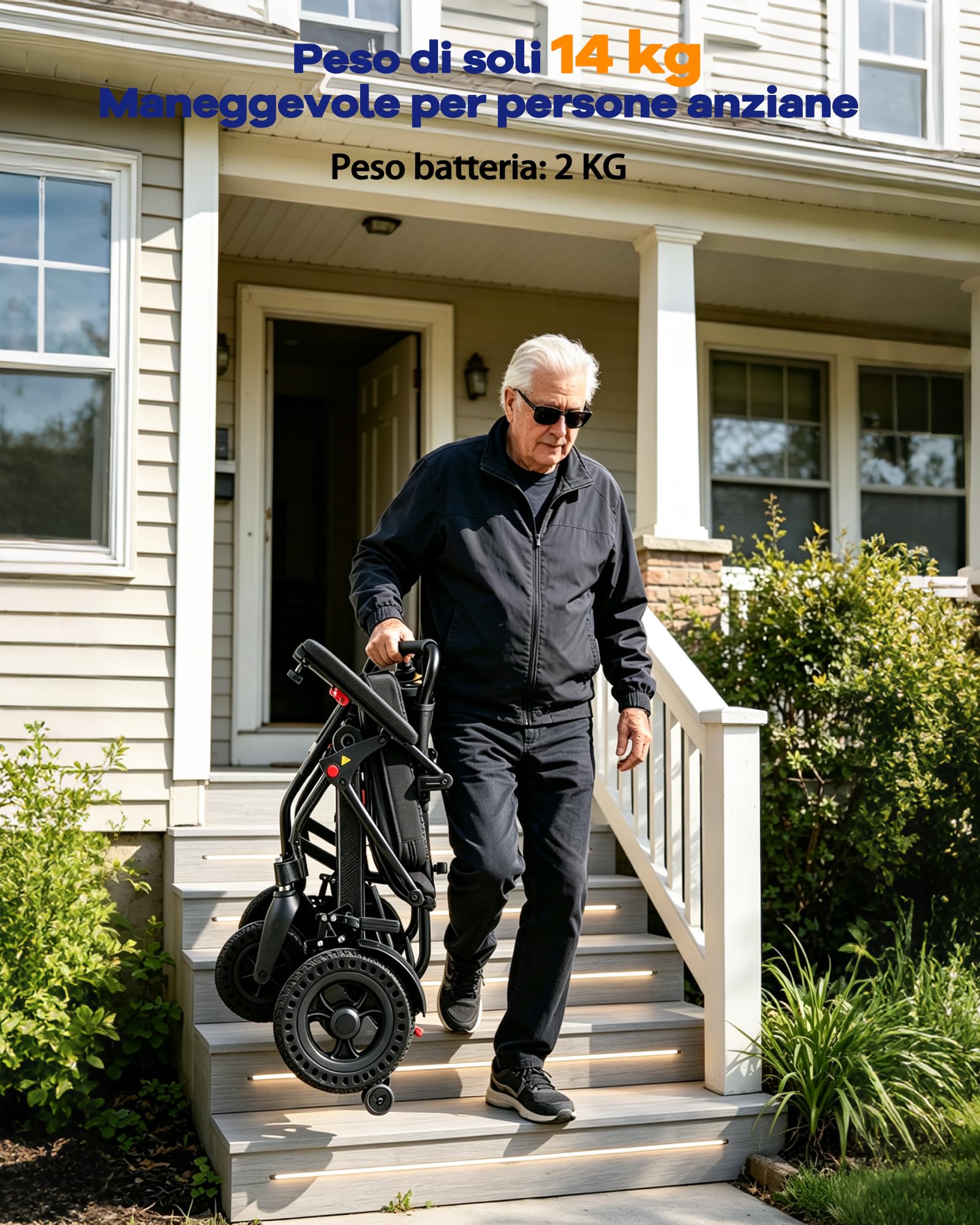 Sedia a Rotelle Elettrica Leggera per Adulti e Anziani - 12,7 kg, 13km di Autonomia, Motorizzata Intelligente