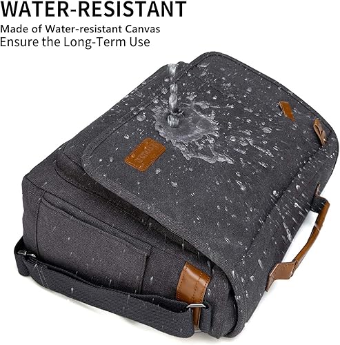 Miniatura 10 de Estarer Bolsa de mensajero de 17 a 17.3 pulgadas, bolsa de computadora para hombre, lona resistente al agua, bolsa de hombro para laptop para