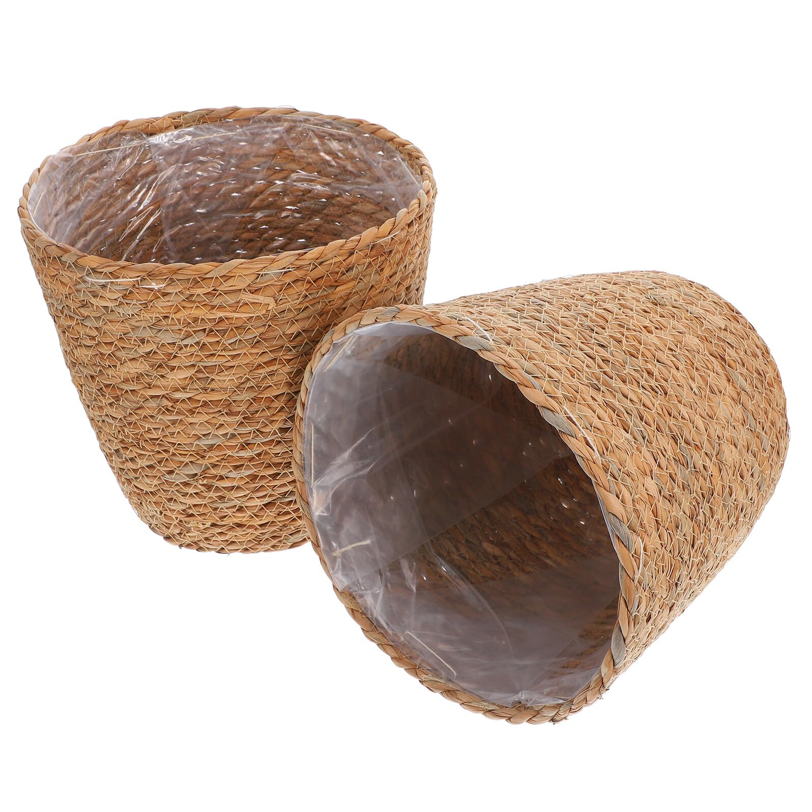 Panier de rangement jonc de mer pour cacher les pots de fleurs en plastique