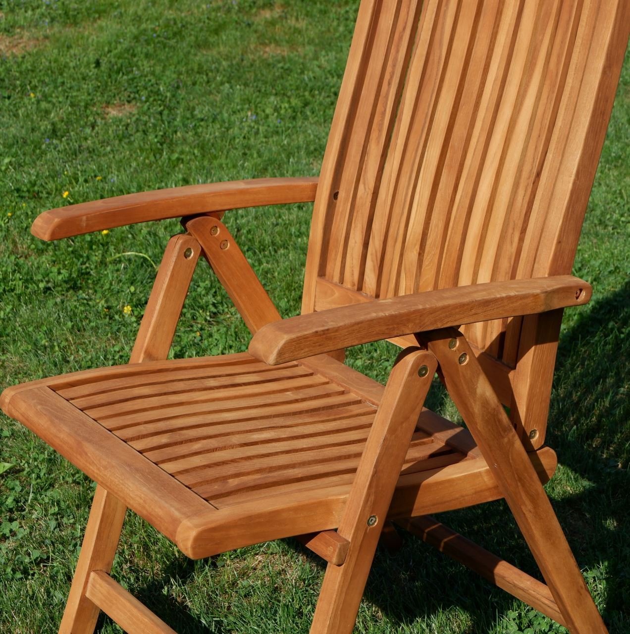 ALEOS. Teak Design Hochlehner Gartensessel Gartenstuhl Sessel Holzsessel Klappsessel Gartenmöbel Holz sehr robust 7fach-verstellbar Modell: Tobago, Größe:1 Stück