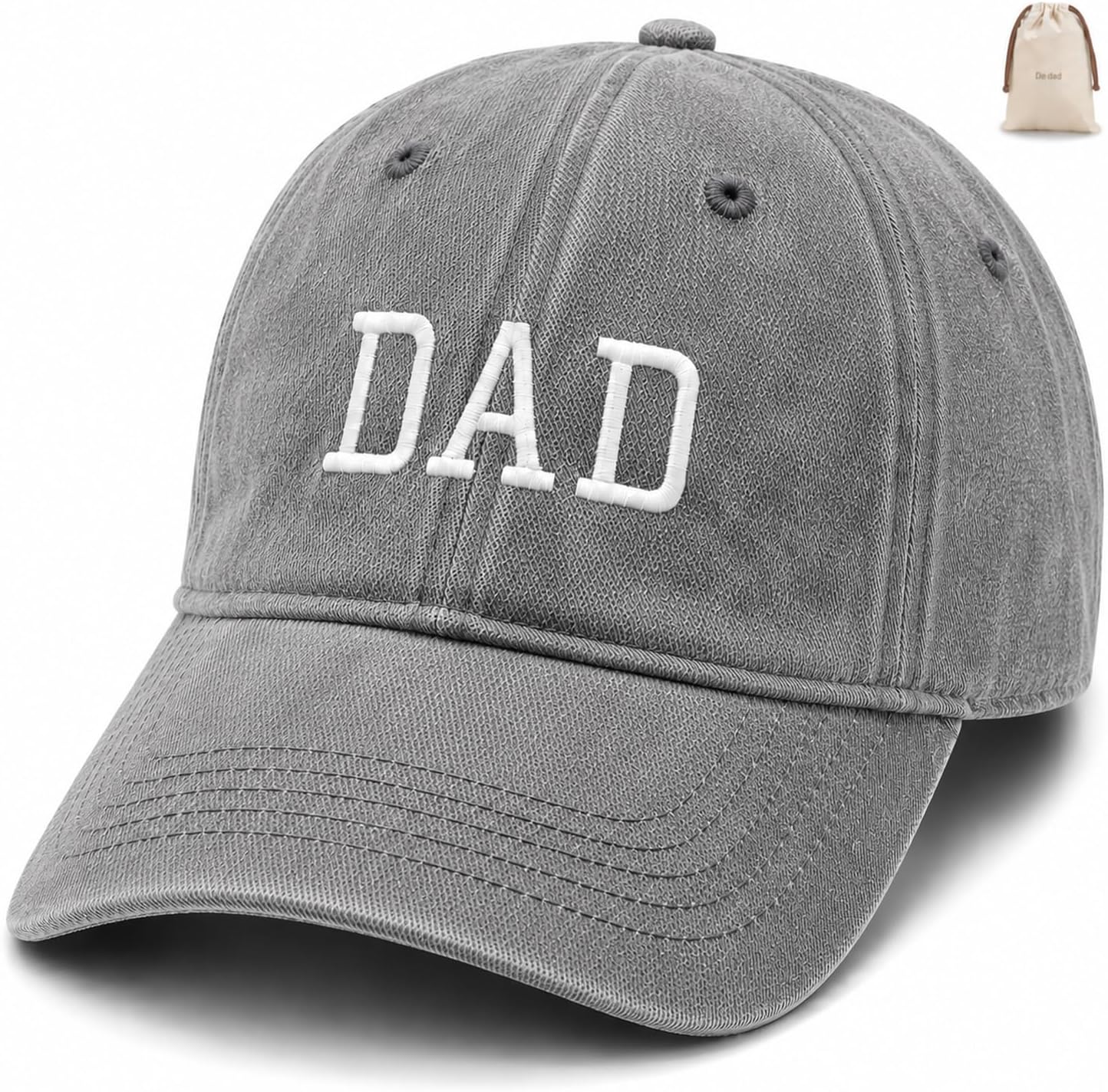 Dad to Be Hat with Gift Bag, First Time Father Keepsake, 100% Washed Cotton Embroidered Ball Cap