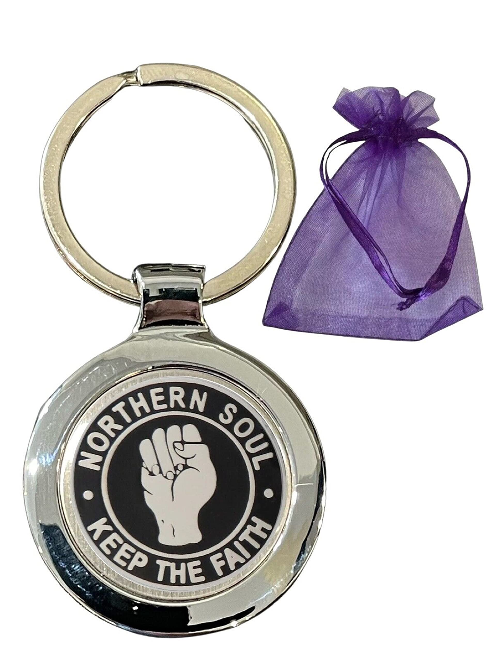 Northern Soul Keep The Faith Personalised Beta Keyring in Gift Bag