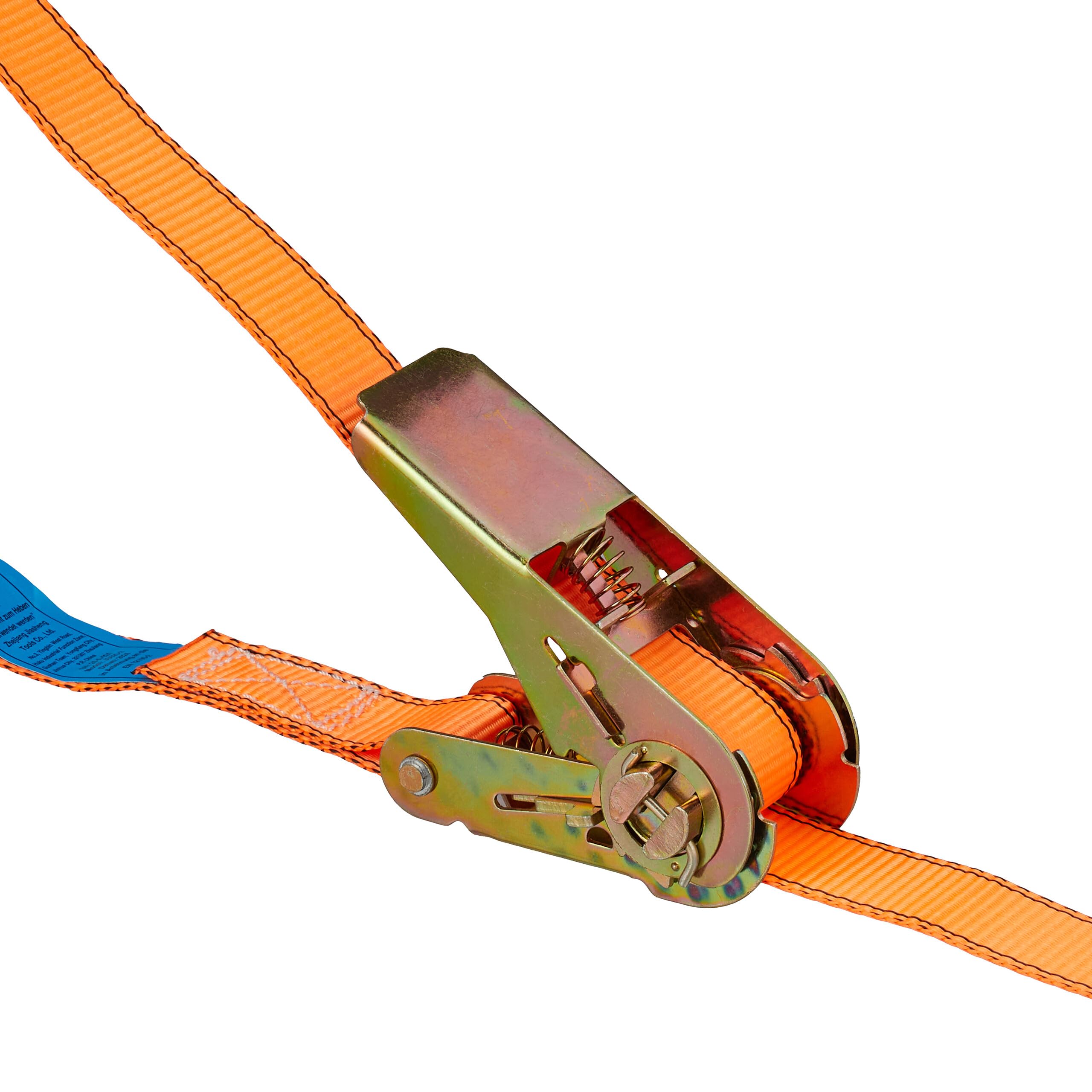 Relaxdays Sangles d'arrimage avec cliquet, 4 pièces, 5 m, 500 kg, sécurité de Chargement Voiture, remorque, Orange