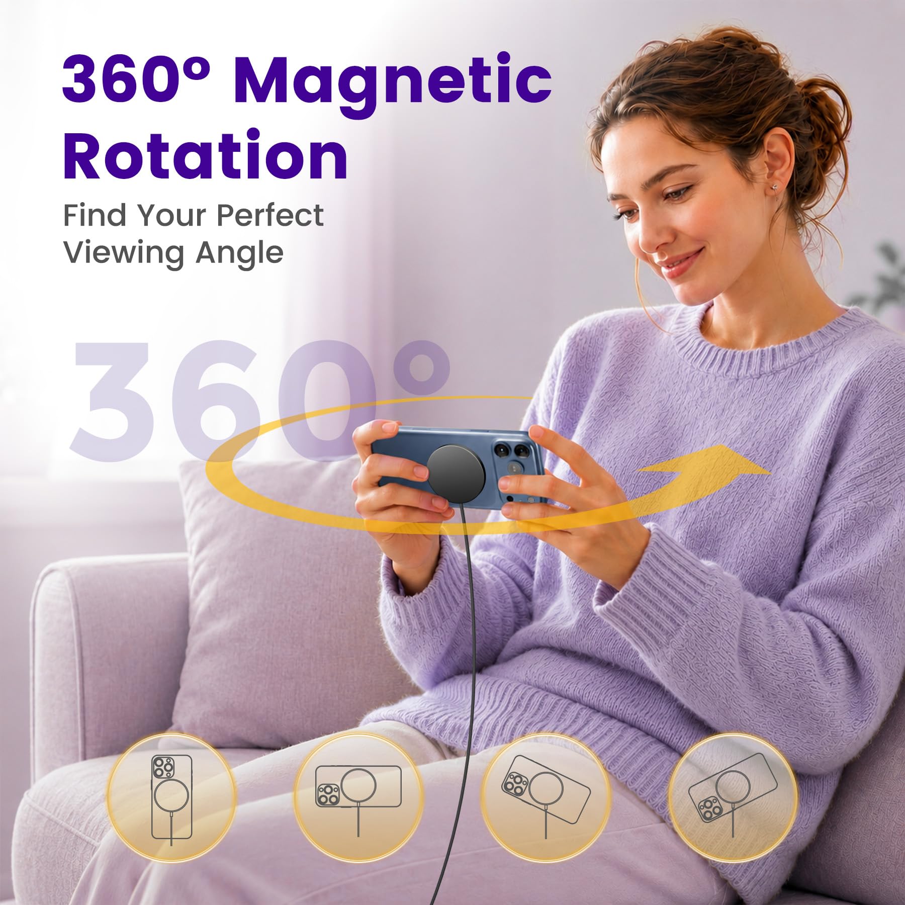 Caricabatterie wireless magnetico da 25 W: pad di ricarica rapida per iPhone 17 16 15 14 13 12 Pro Max, Samsung Galaxy S26 S25, Google Pixel 10, AirPods-Slim portatile per comodino da viaggio ufficio