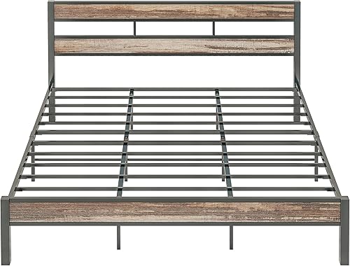 Miniatura 9 de LIKIMIO Marcos de cama California King fácil de montar sin ruido no necesita somier marcos de soporte de metal fuerte y pesados tamaño California