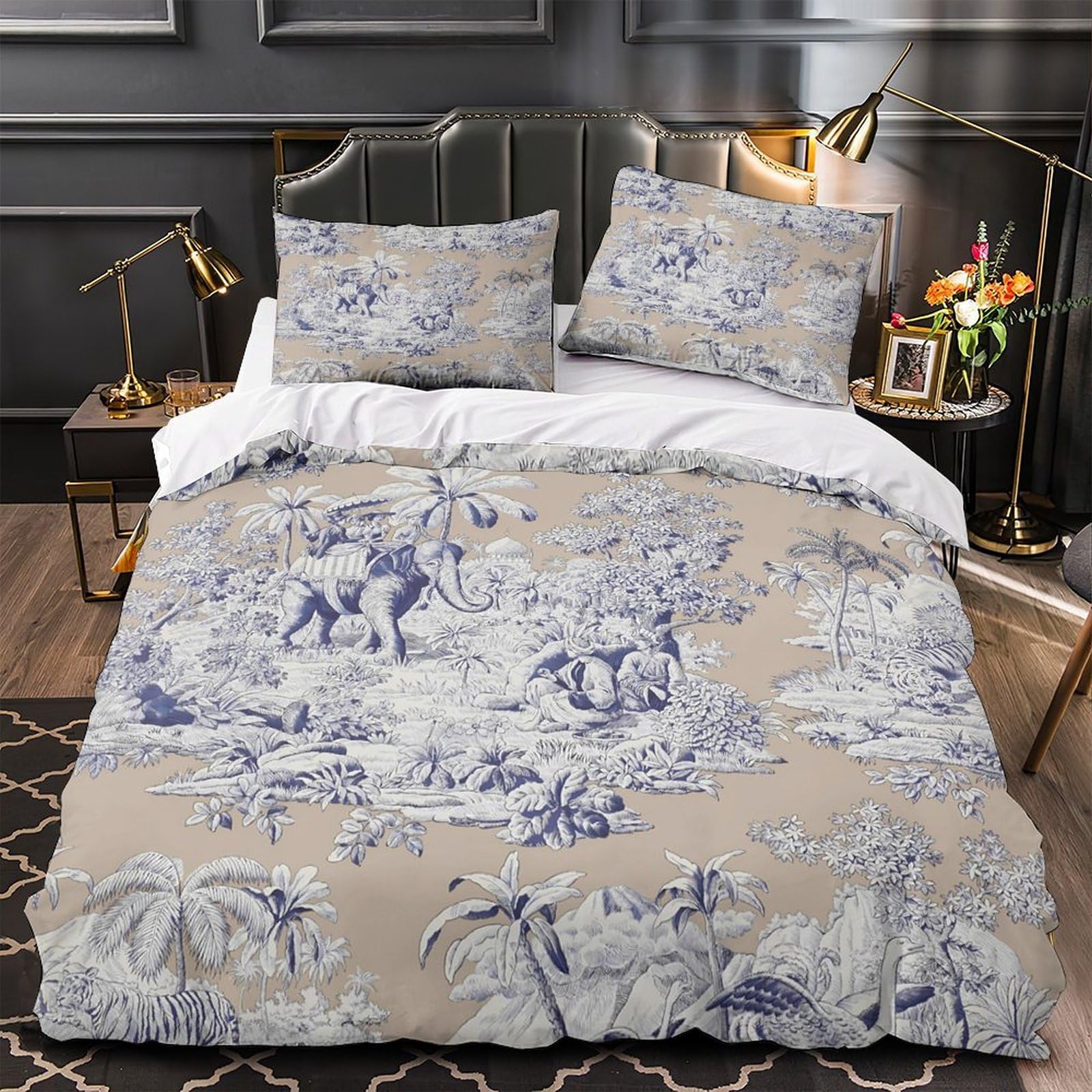 Housse de couette tropicale 3D anti-tache pour lit super king 260x220