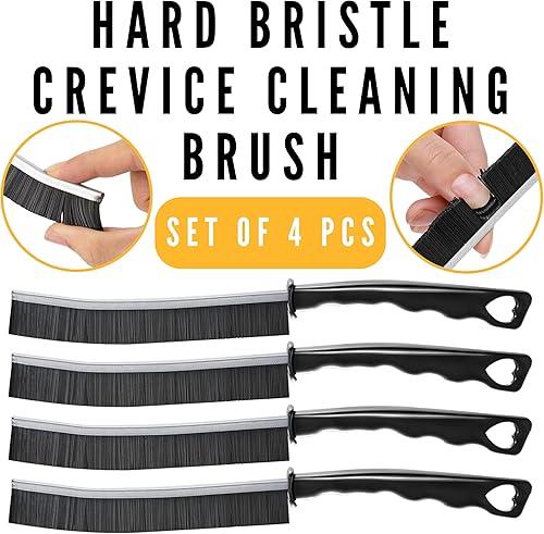 Miniatura 8 de GEBON Juego de 4 cepillos de limpieza de hendiduras de cerdas duras, cepillo de limpieza de hendiduras, cepillo de limpieza de huecos, pequeños