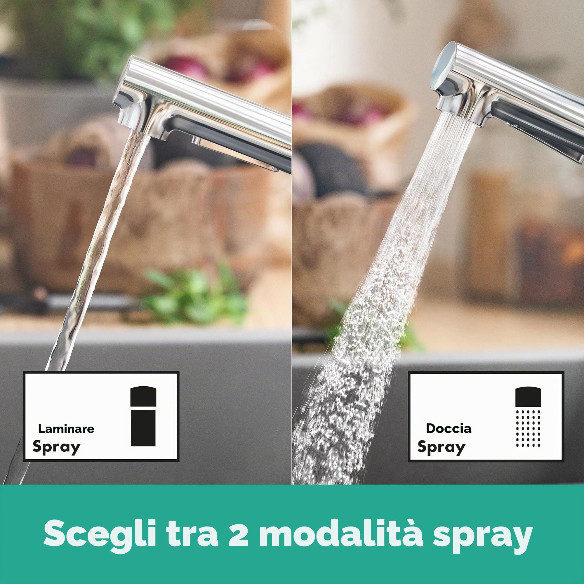 hansgrohe Zesis M33 Miscelatore monocomando cucina 150, Eco, doccetta estraibile, 2 tipi di getto, Cromo, 74810000