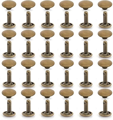 Miniatura 2 de CRAFTMEMORE Remache de cuero de 0.354 in x 0.472 in, remaches de doble tapa, remaches tubulares de metal rápido, remaches de cuero, 50