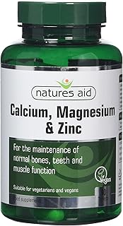 Natures Aid Calcium, Magnesium and Zinc, Maintain Normal Bones, Teeth and Muscle Function, Vegan, 90 Tablets