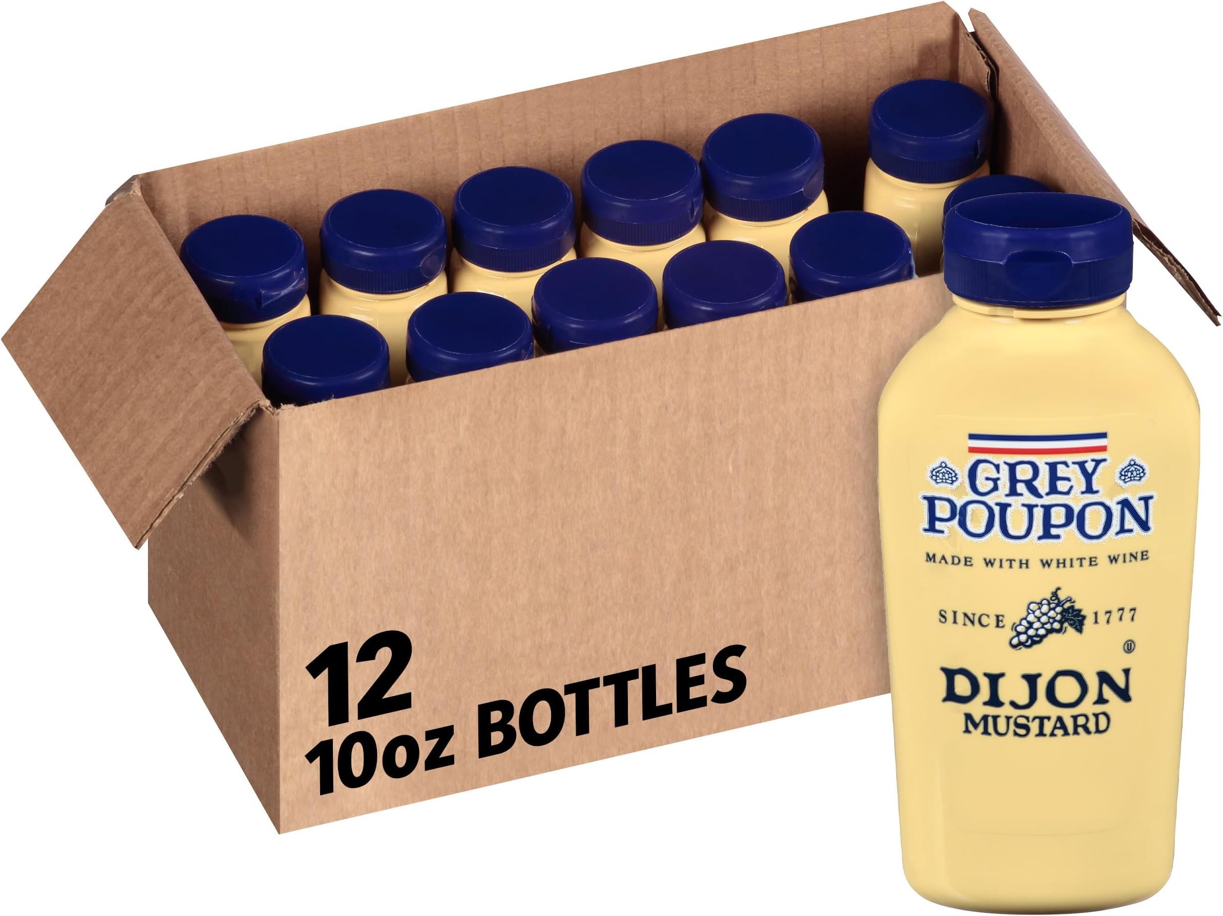 Grey PouponDijon Mustard Squeeze Bottle (12 ct Casepack, 10 oz Bottles)