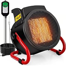 Greenhouse Heater with Thermostat, Auto Power Control with Digital Temperature Display, Fast Heating, Overheat Protection, Electric Heater for Grow Tent, Greenhouse, Flower Room, Patio