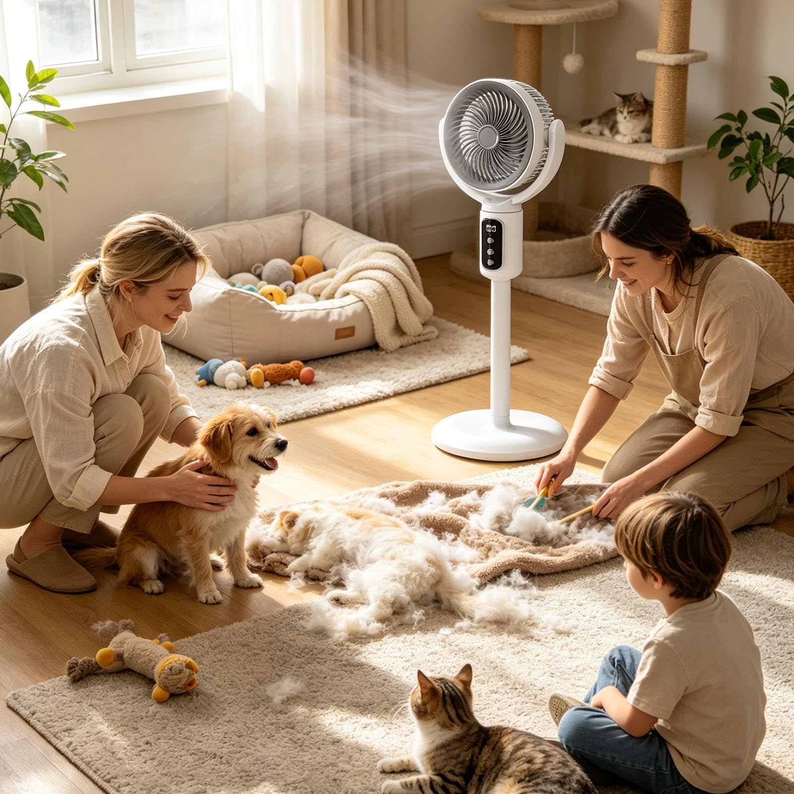 Ventilatore A Piantana Con Telecomando Batteria 4000mAh Regolazione A 5 | Ventilatore Circolatore D'Aria Per Proprietari Affittuari Ufficio Appartamento Camera Studio Garag