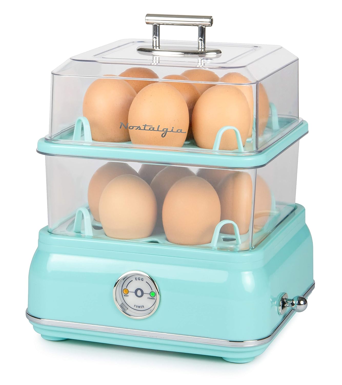 Nostalgia Retro Electric Large Hard-Boiled Egg Cooker, 7 Capacity, Poached, Scrambled, Omelets, Whites, Sandwiches, for Keto & Low-Carb Diets, Aqua, view 10