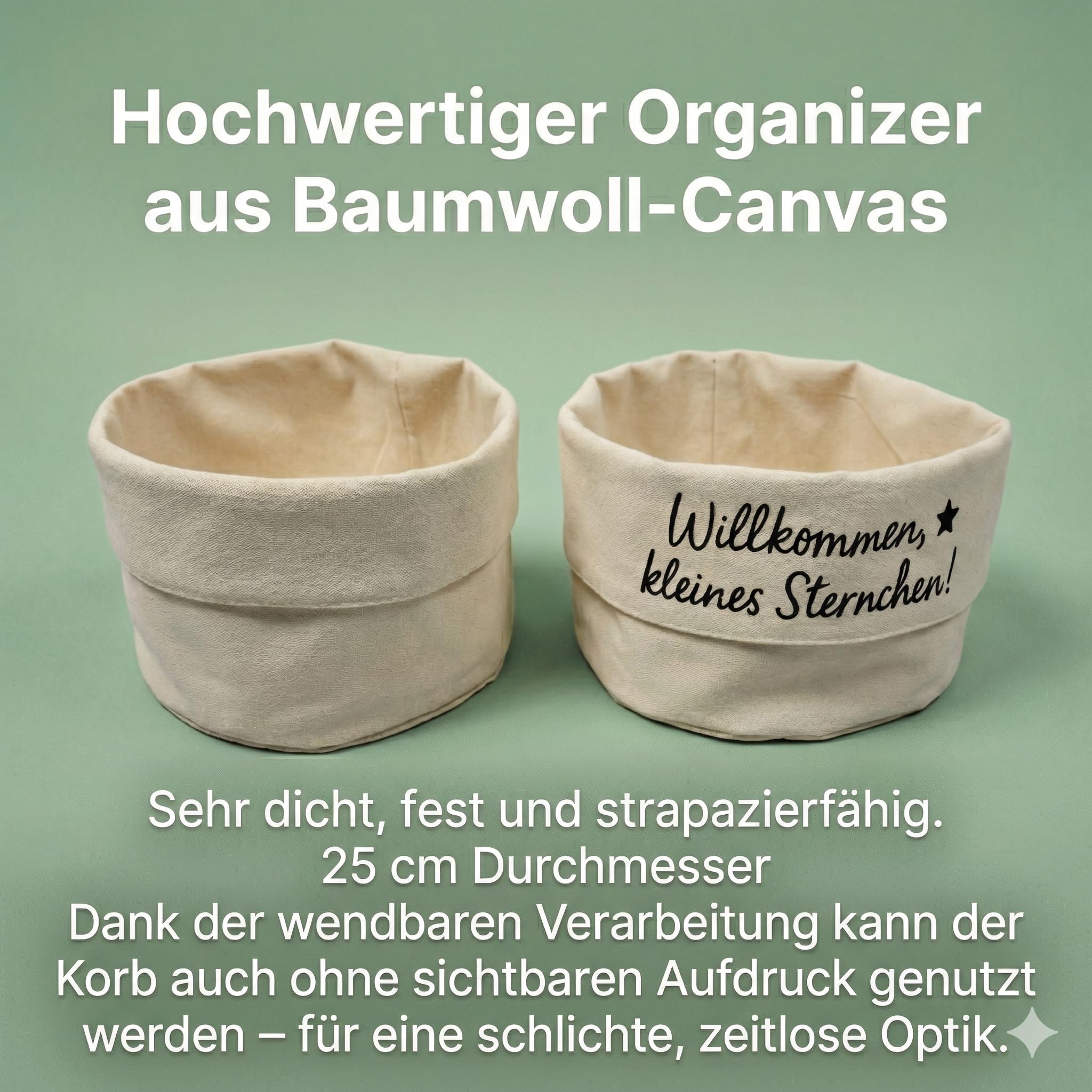 Windeltorte neutral | Taufgeschenk | Geschenk zur Geburt | Canvaskorb Ø 25 cm | 18 Premiumwindeln Größe 2 | Zebra Schmusetuch | 2x Feuchttücher | Grußkarte „Hallo Baby“