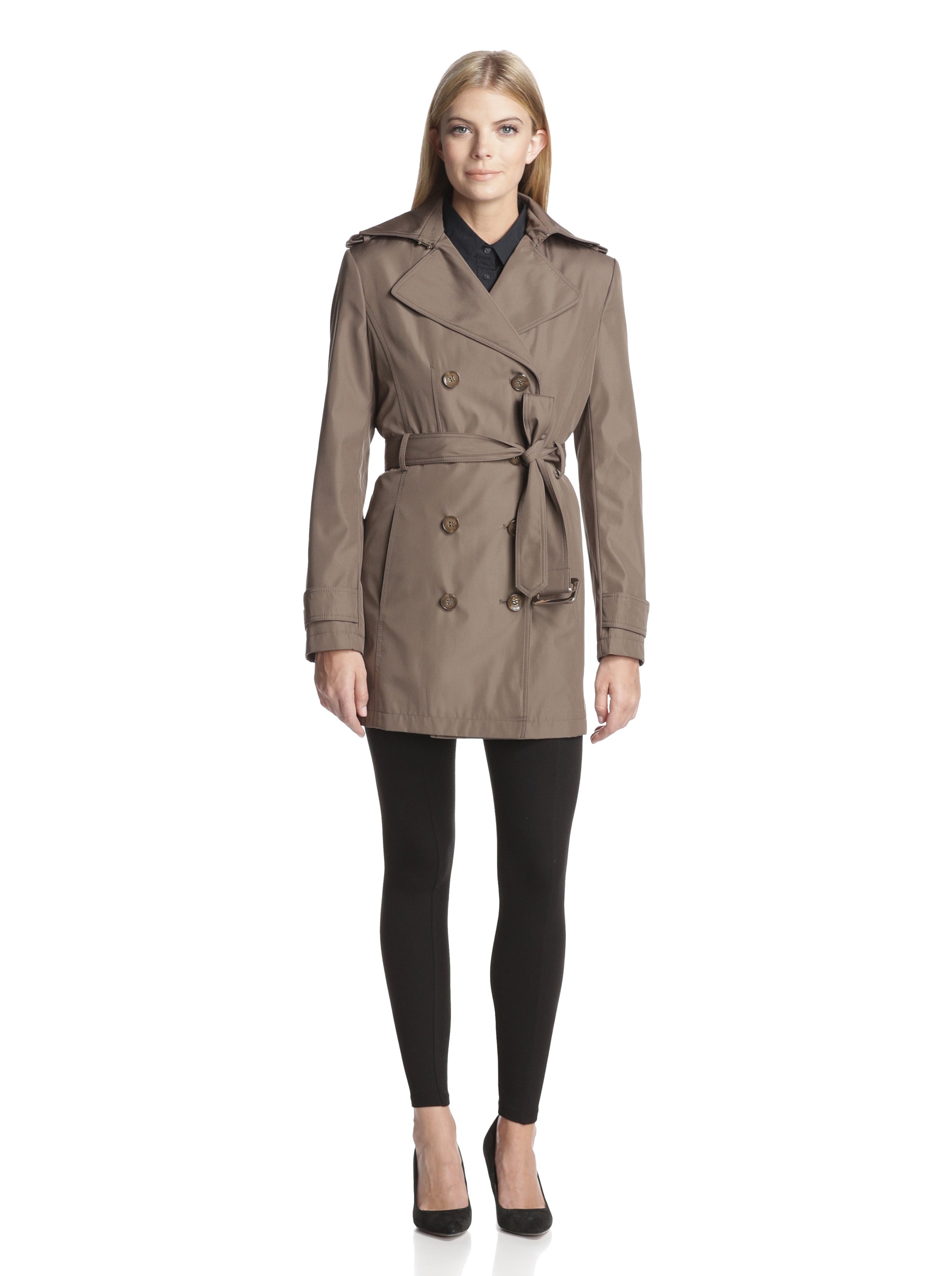 Calvin Klein Women's Short Double-Breasted Trench Coat